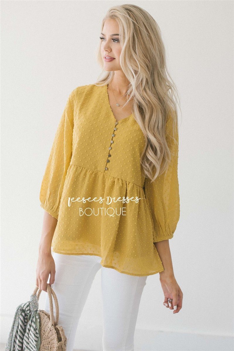 Polka Dot Embroidered Baby Doll Top Tops vendor-unknown Rustic Gold S 