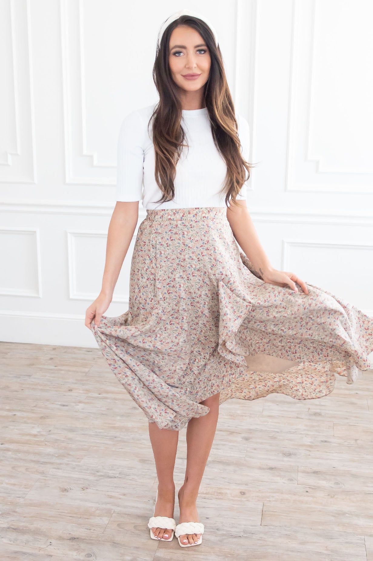 Growing On You Modest Ruffle Skirt Skirts vendor-unknown 