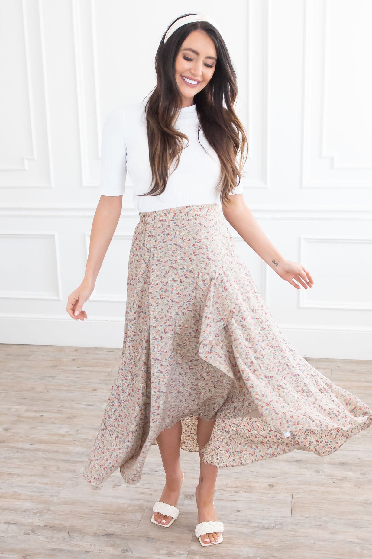 Growing On You Modest Ruffle Skirt Skirts vendor-unknown 
