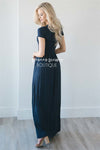 Short Sleeve Pleated Maxi Dress Modest Dresses vendor-unknown