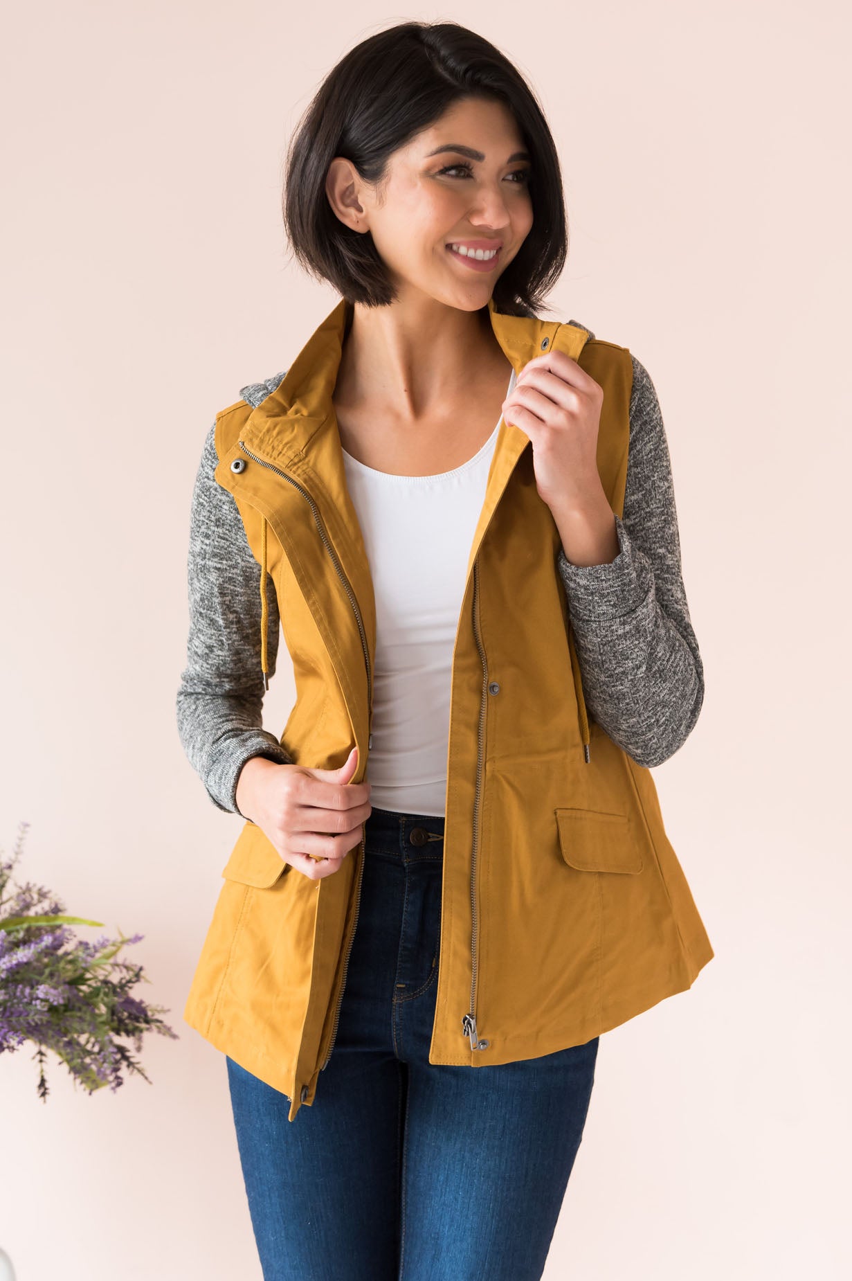 Bring on Fall Modest Light Weight Zip-Up Hoodie Modest Dresses vendor-unknown 