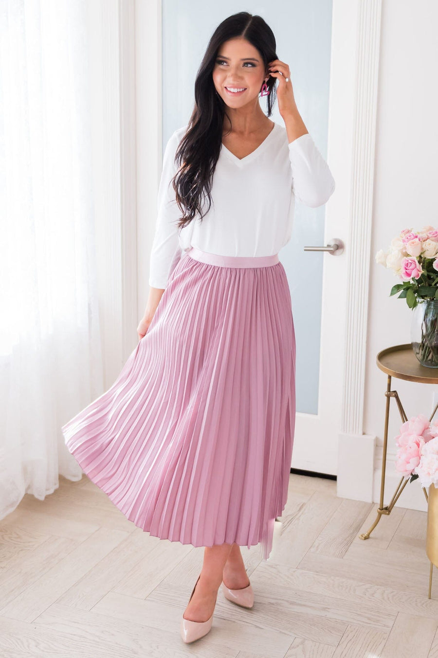Filled With Happiness Modest Pleat Skirt Skirts vendor-unknown 