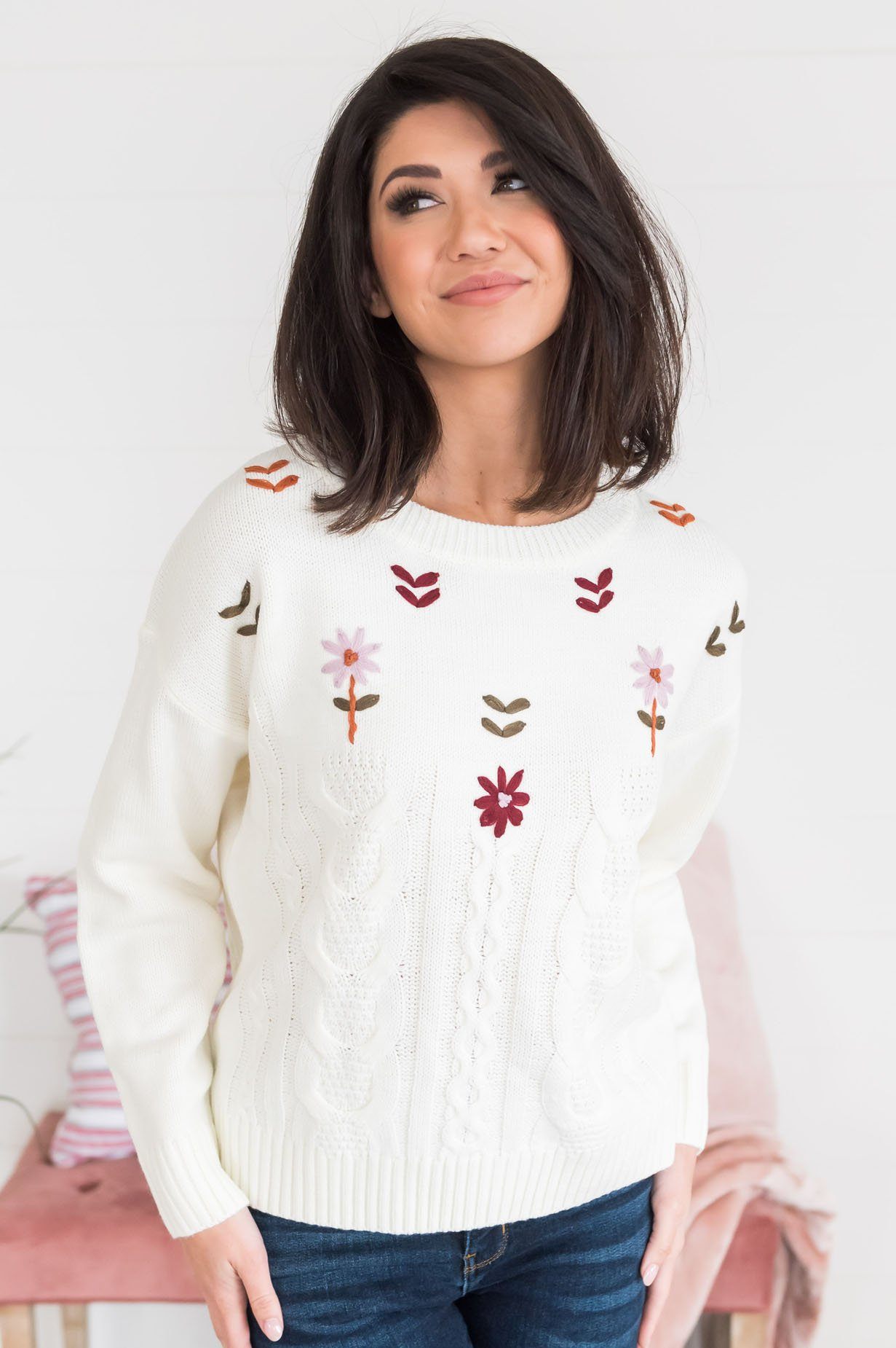 Garden Bliss Modest Sweater Tops vendor-unknown 