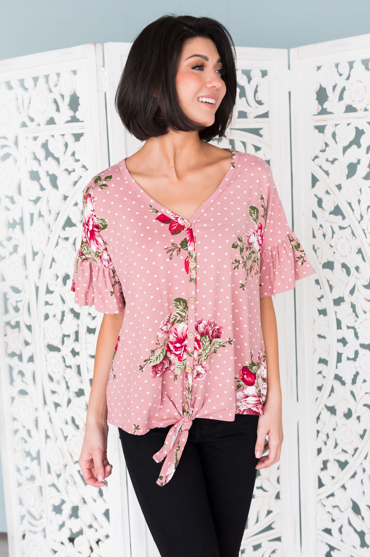 Dotted Cutie Modest Top Modest Dresses vendor-unknown 