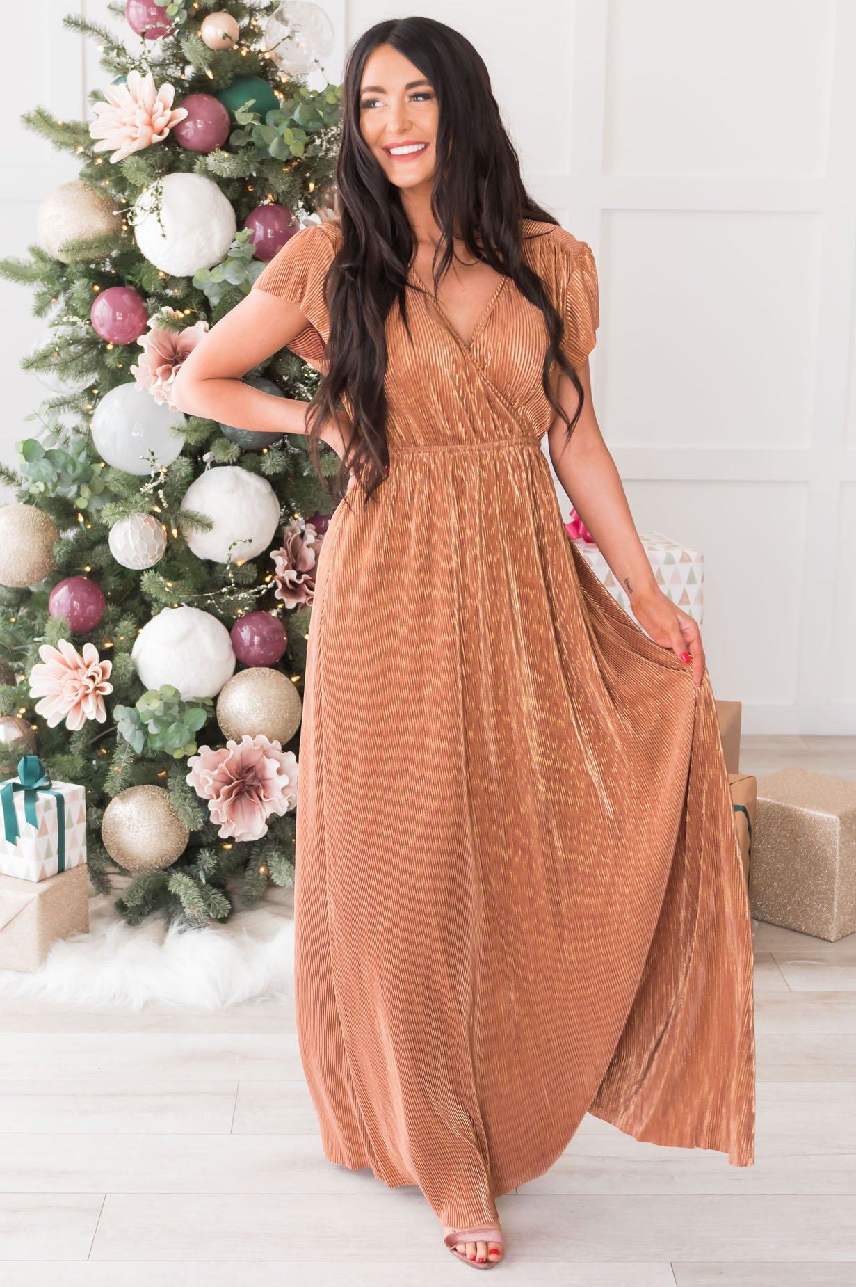 The Holiday Dream Shimmer Maxi Dress Modest Dresses vendor-unknown 