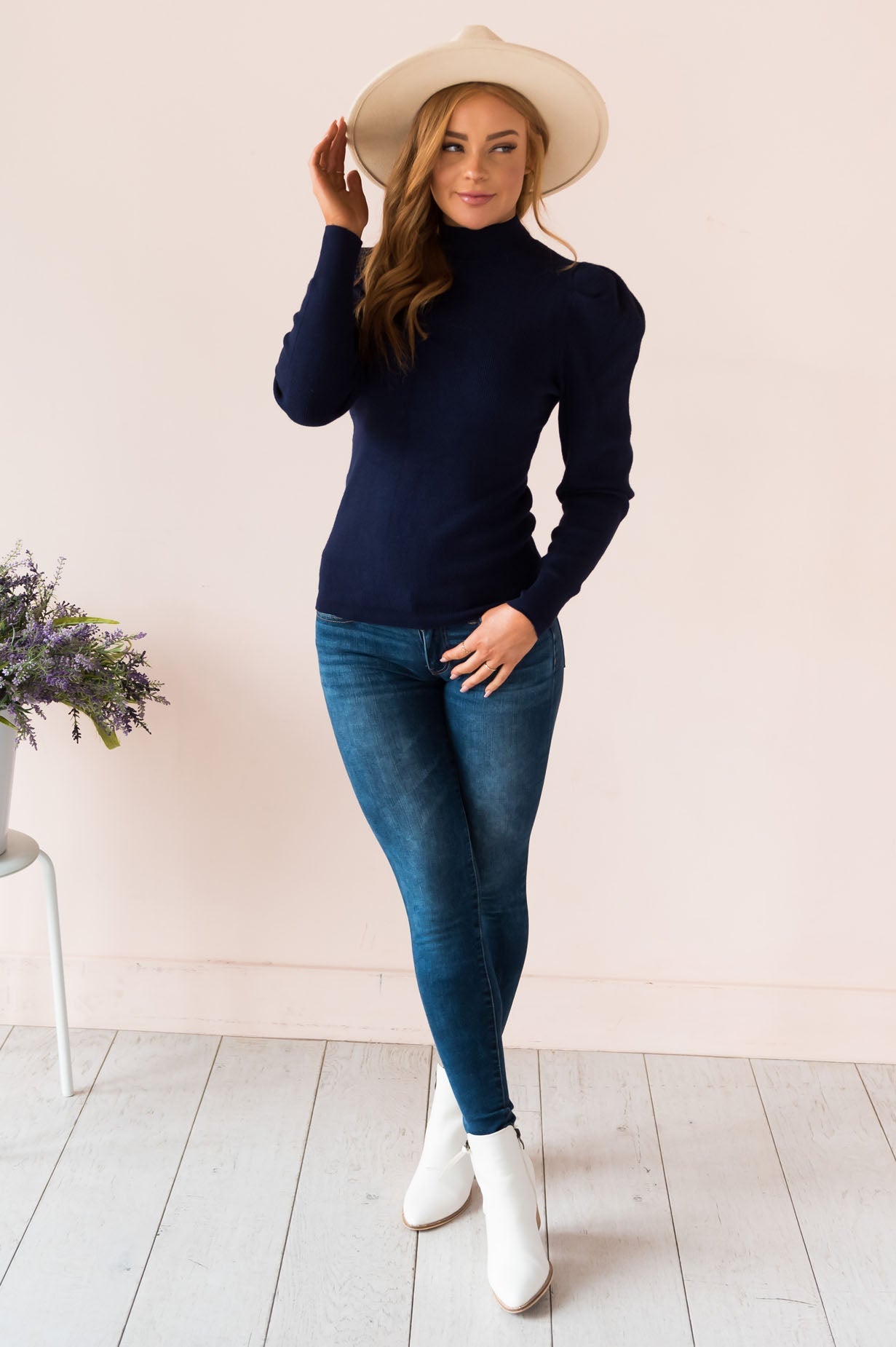 Gorgeous & Glowing Modest Puff Sleeve Sweater Modest Dresses vendor-unknown 