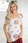 Ivory & Rust Floral Top Tops vendor-unknown Ivory XS