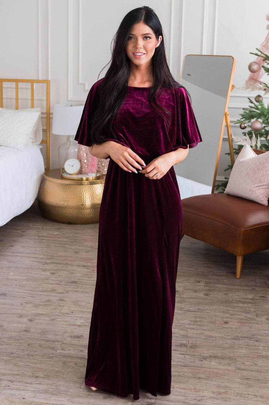 The Joy Evening Out Velvet Gown Modest Dresses vendor-unknown 