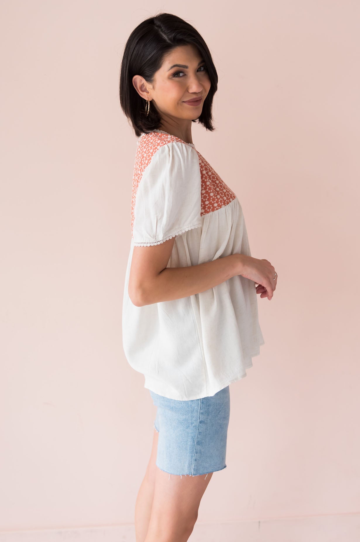 Hopeful Day Modest Embroidered Blouse Tops vendor-unknown 