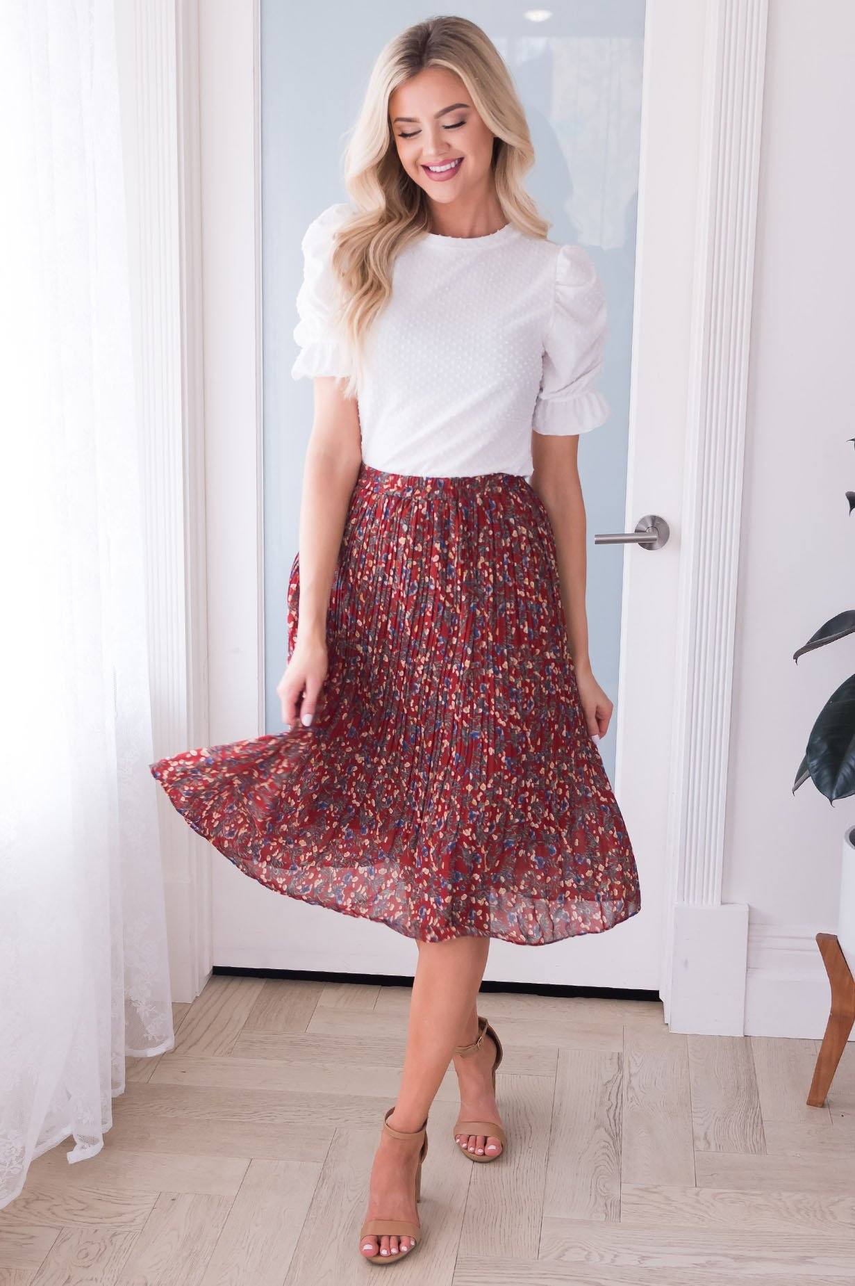 Fall Blooms Modest Pleat Skirt Modest Dresses vendor-unknown 