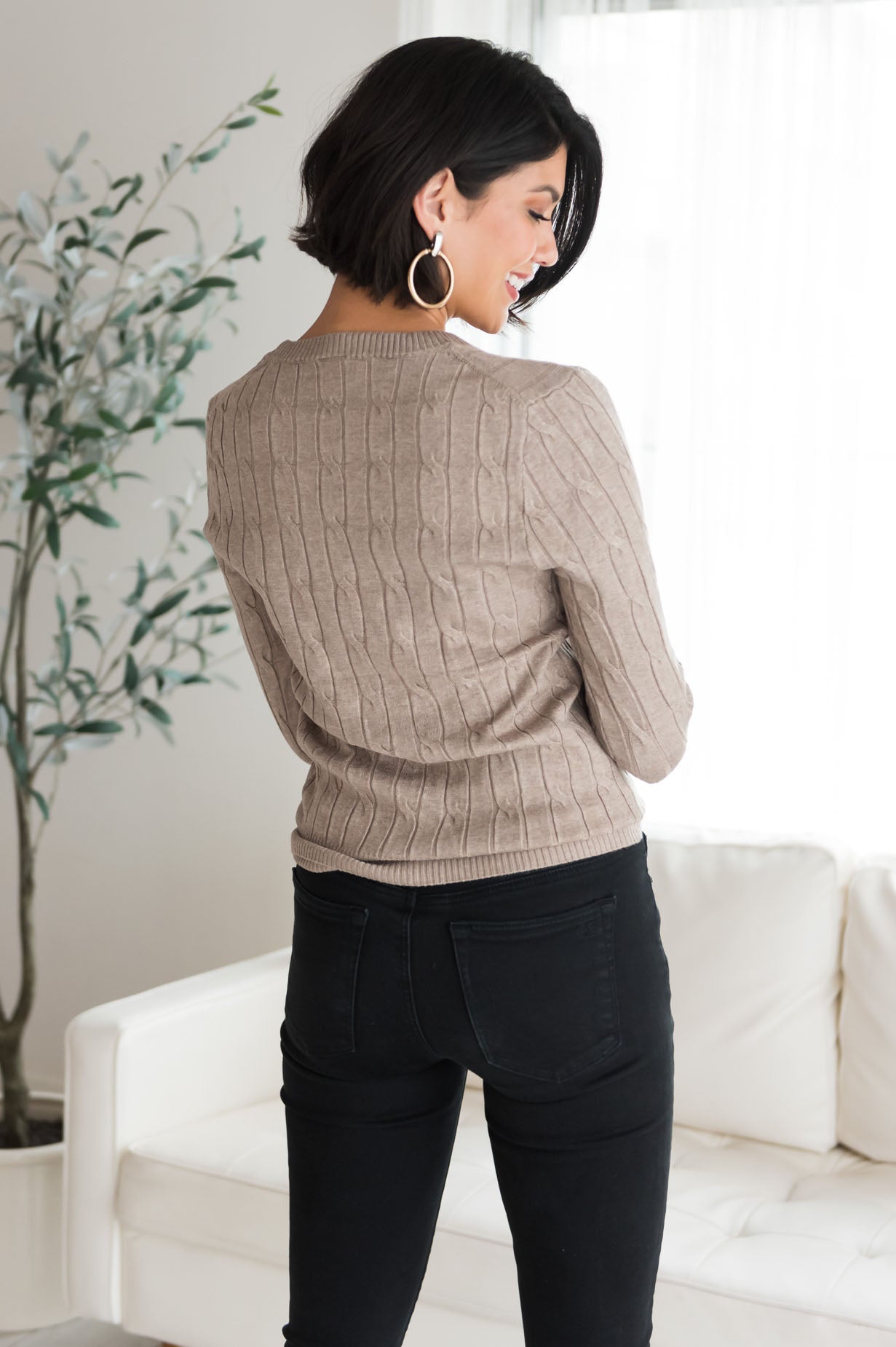 Restful Nights Modest Twisted Cable knit Sweater Modest Dresses vendor-unknown 