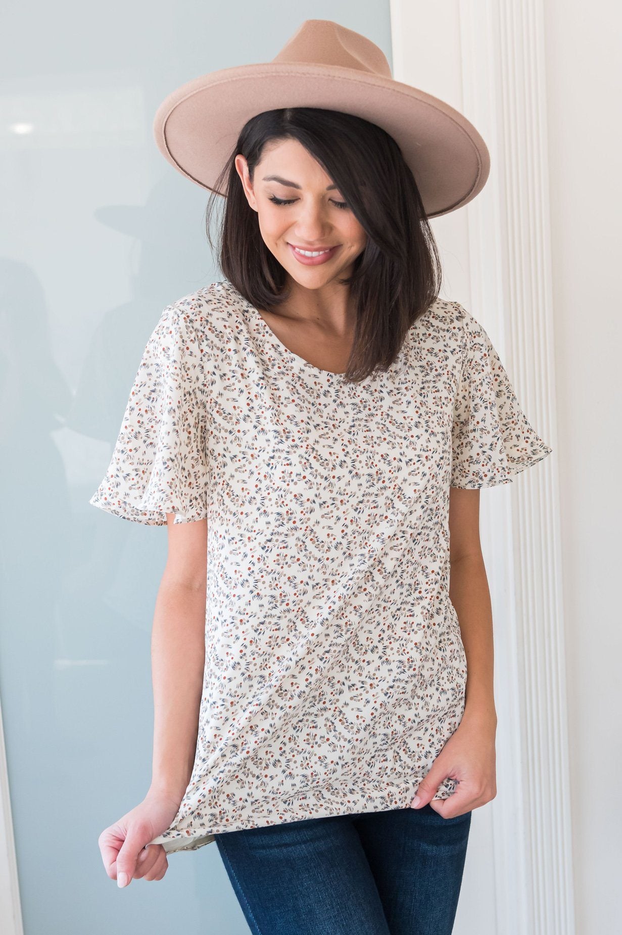 Ditzy Abstract Modest Blouse Tops vendor-unknown 