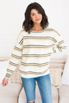 Soft Stripes Modest Sweater Tops vendor-unknown