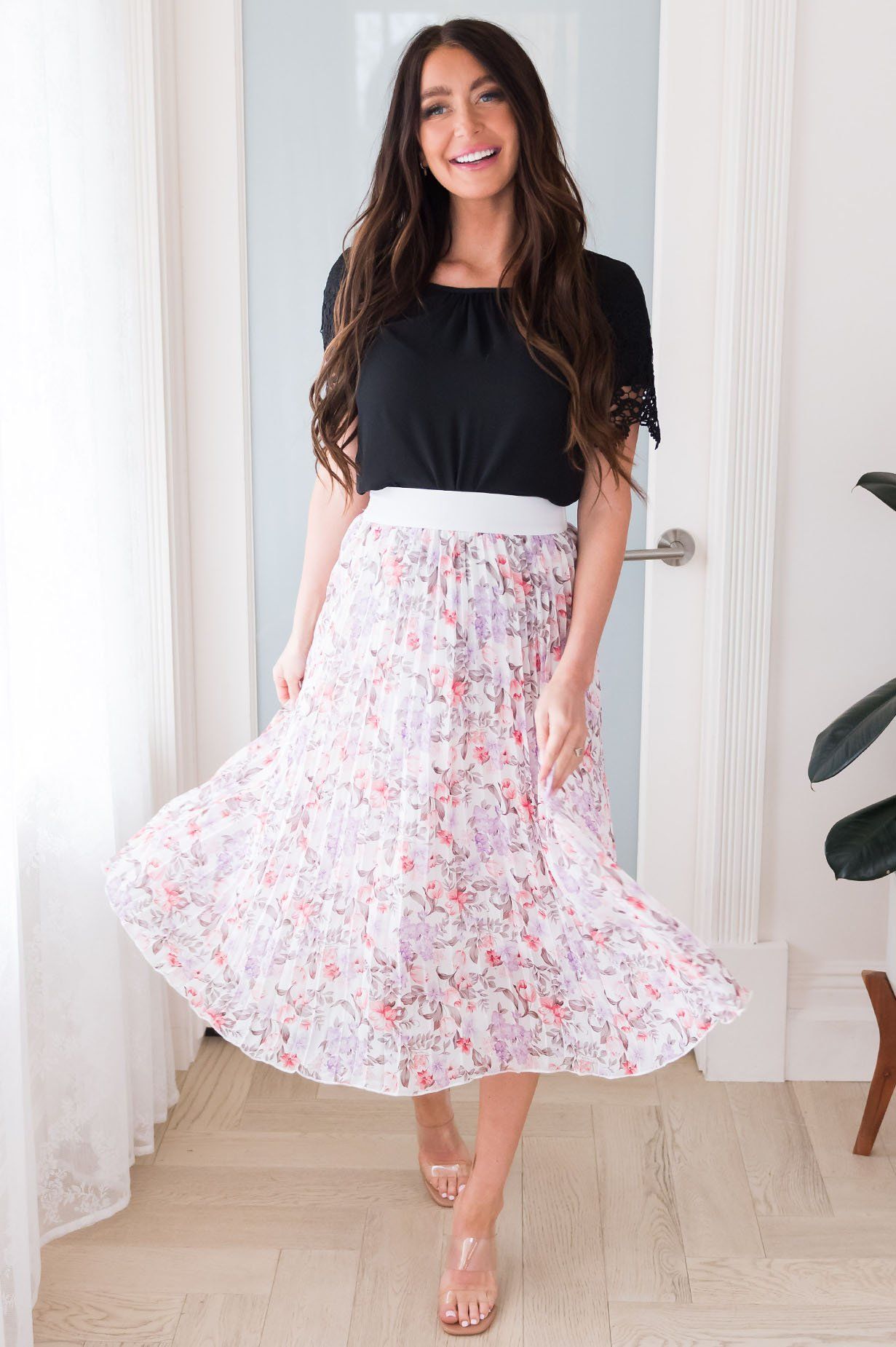 Floral Dreams Modest Pleat Skirt Skirts vendor-unknown 