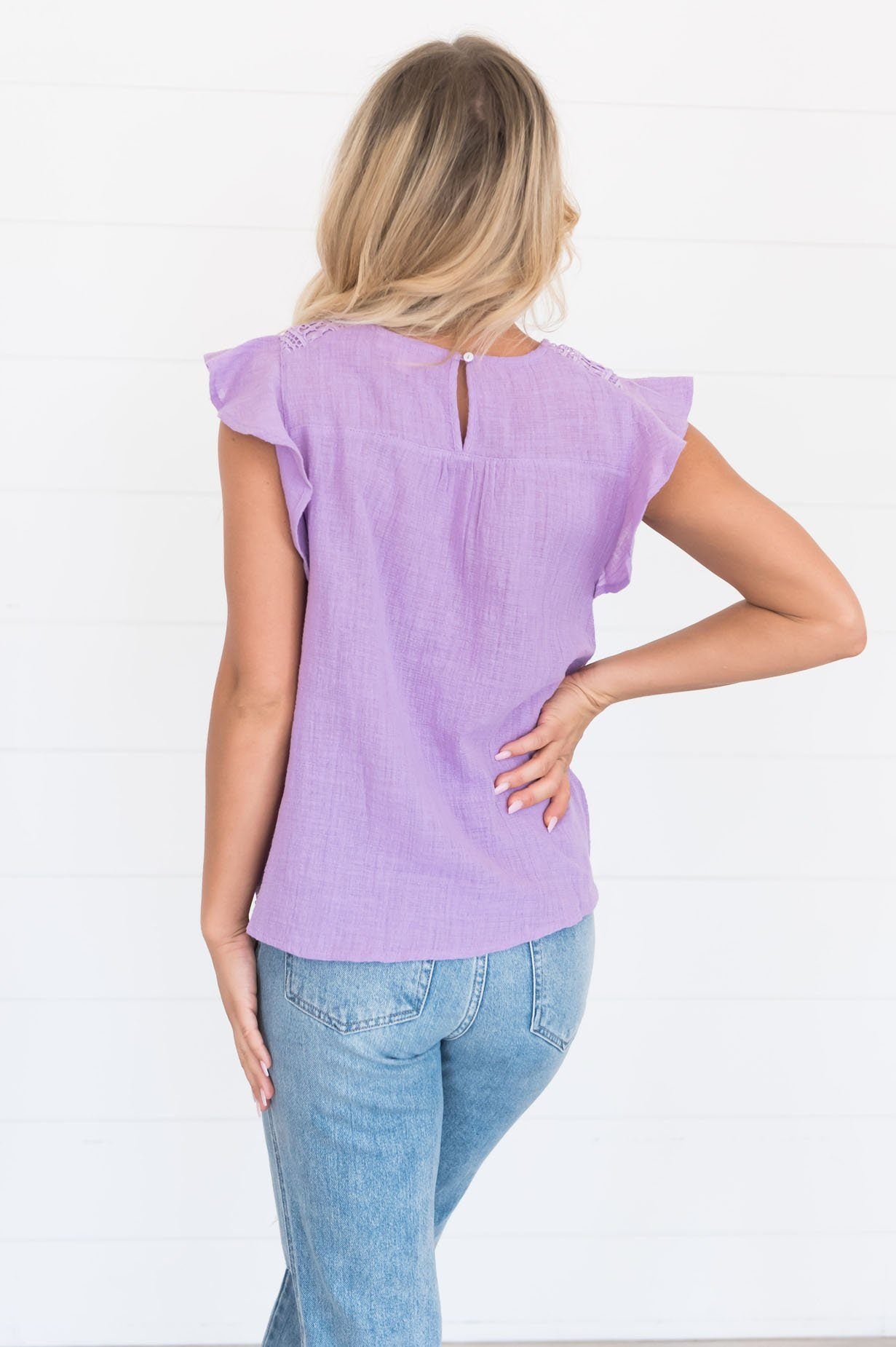 Must Be Fate Eyelet Embroidery Modest Top Modest Dresses vendor-unknown 