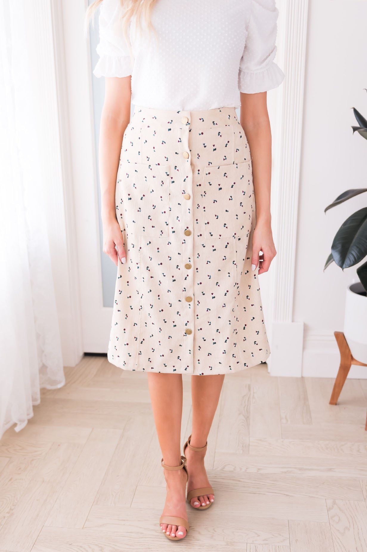 Perfect Day Modest Corduroy Skirt Modest Dresses vendor-unknown 