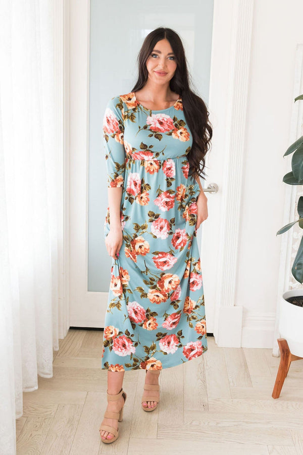 The Adriel Modest Floral Dress - NeeSee's Dresses