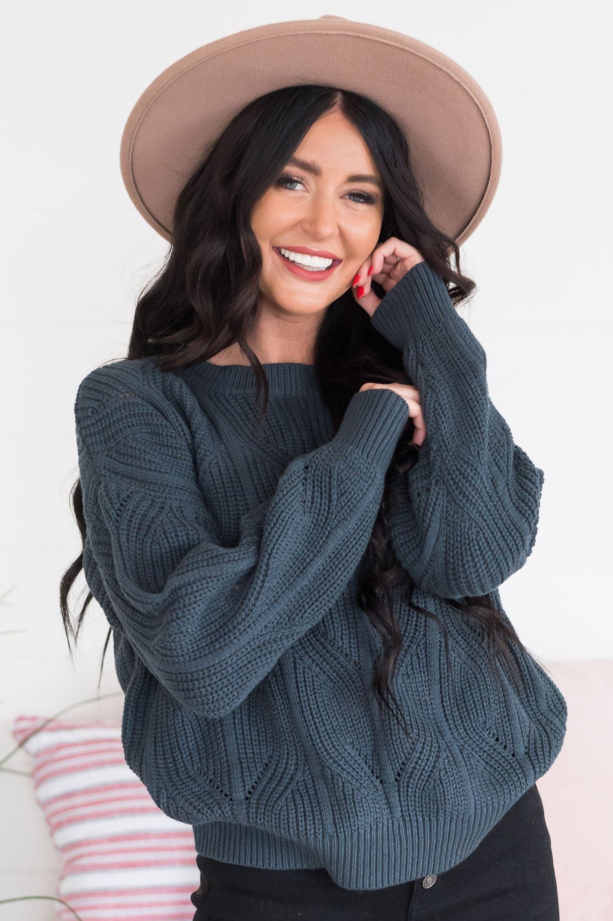 Flurries Of Fun Modest Sweater Tops vendor-unknown 