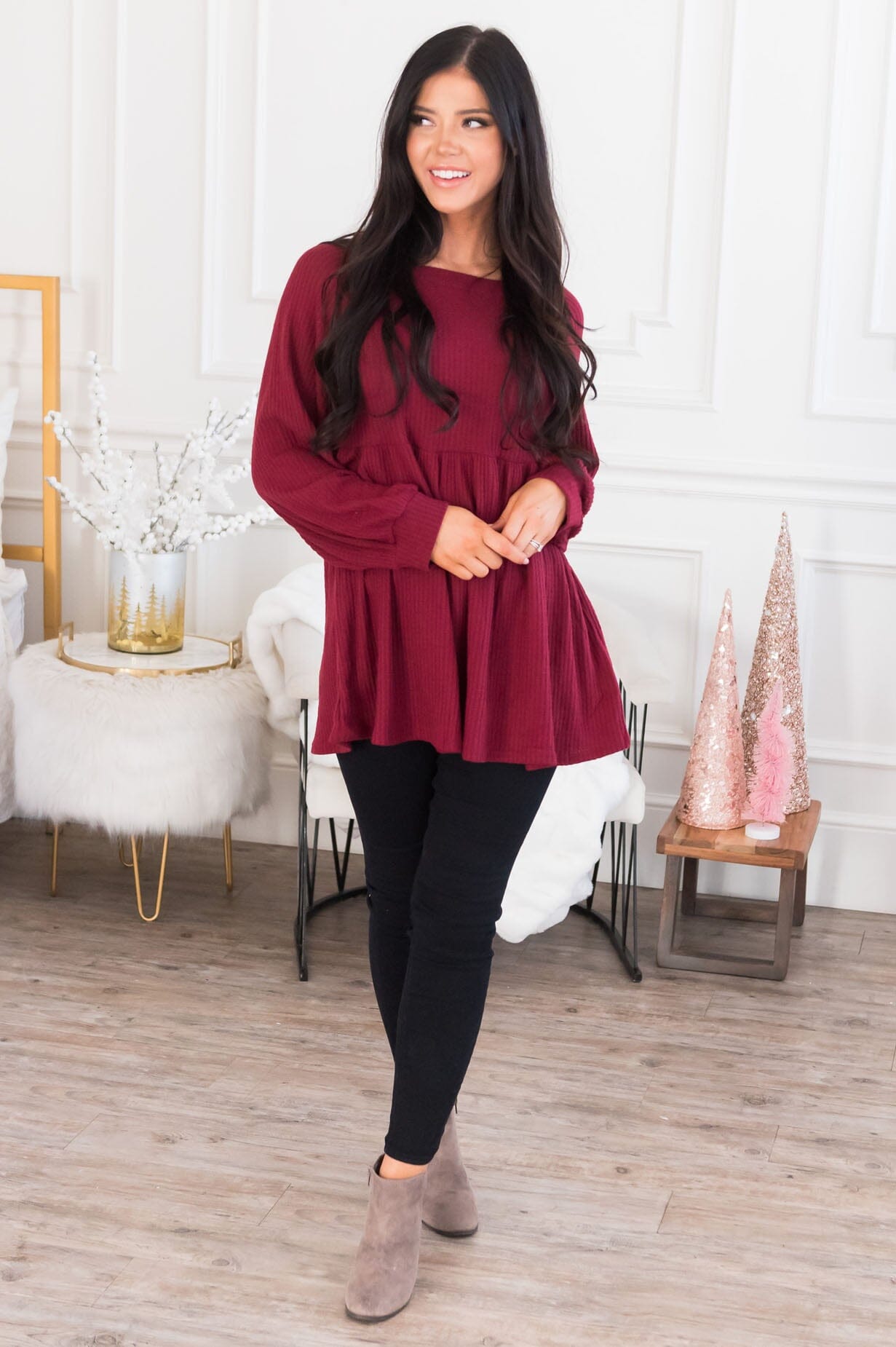 She's So Classy Modest Babydoll Top NeeSee's Dresses 