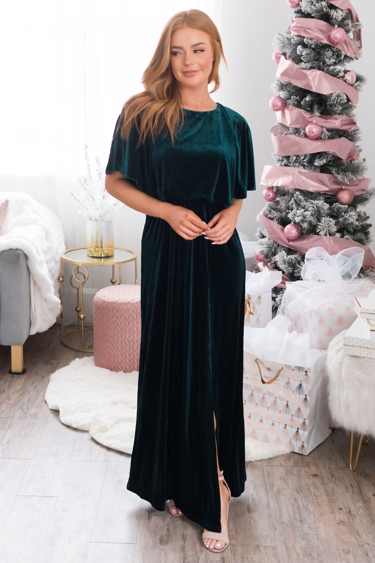 The Joy Evening Out Velvet Gown Modest Dresses vendor-unknown 