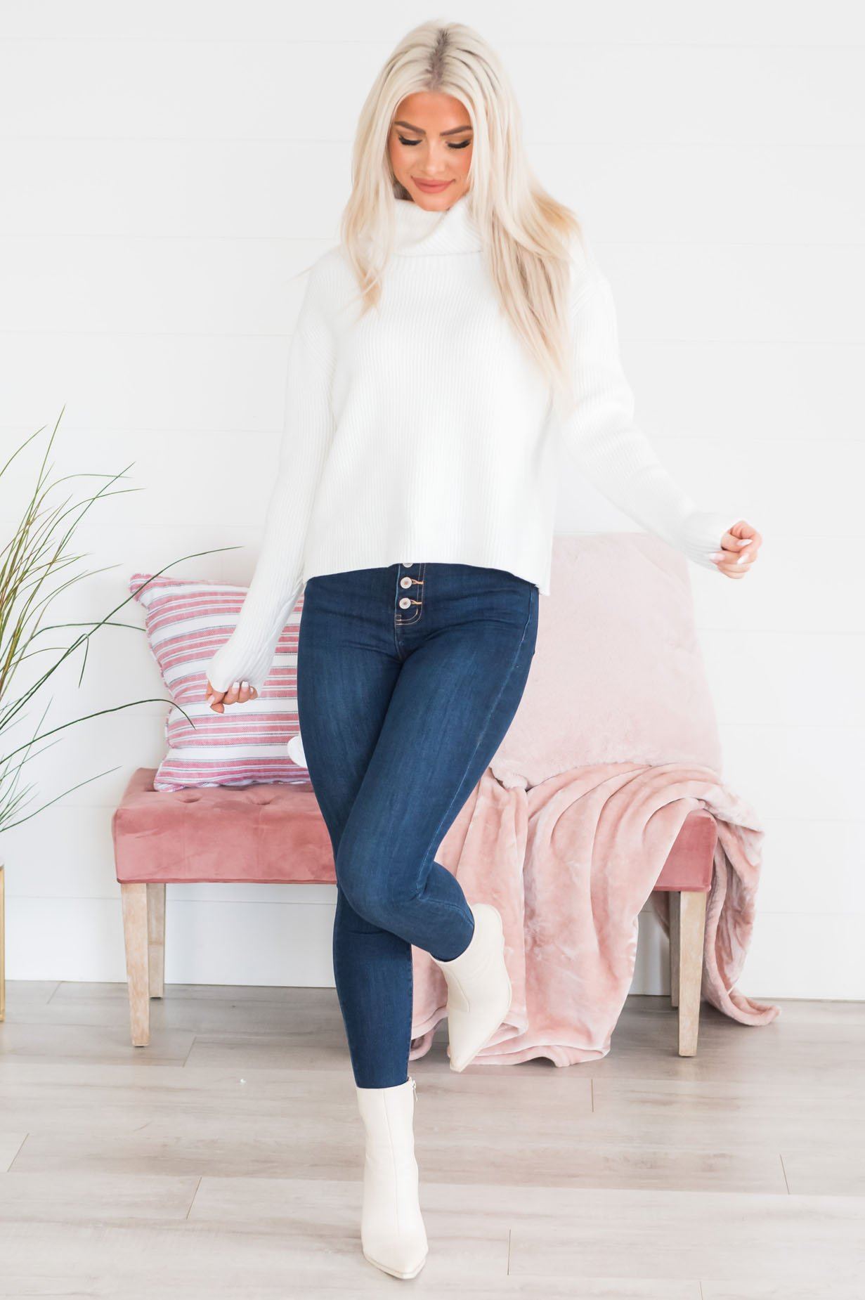 Barely Basic Modest Sweater Tops vendor-unknown 