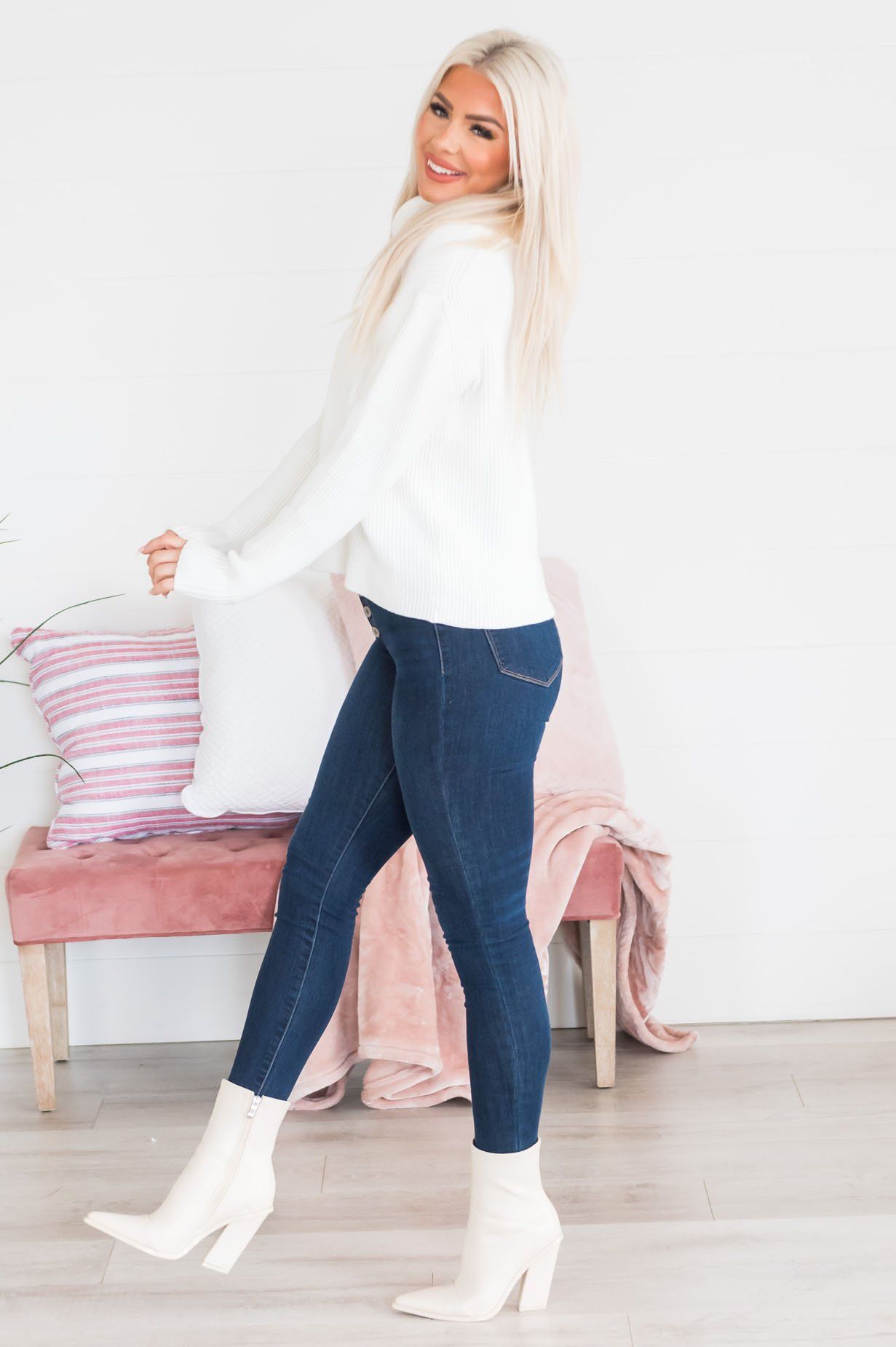 Barely Basic Modest Sweater Tops vendor-unknown 