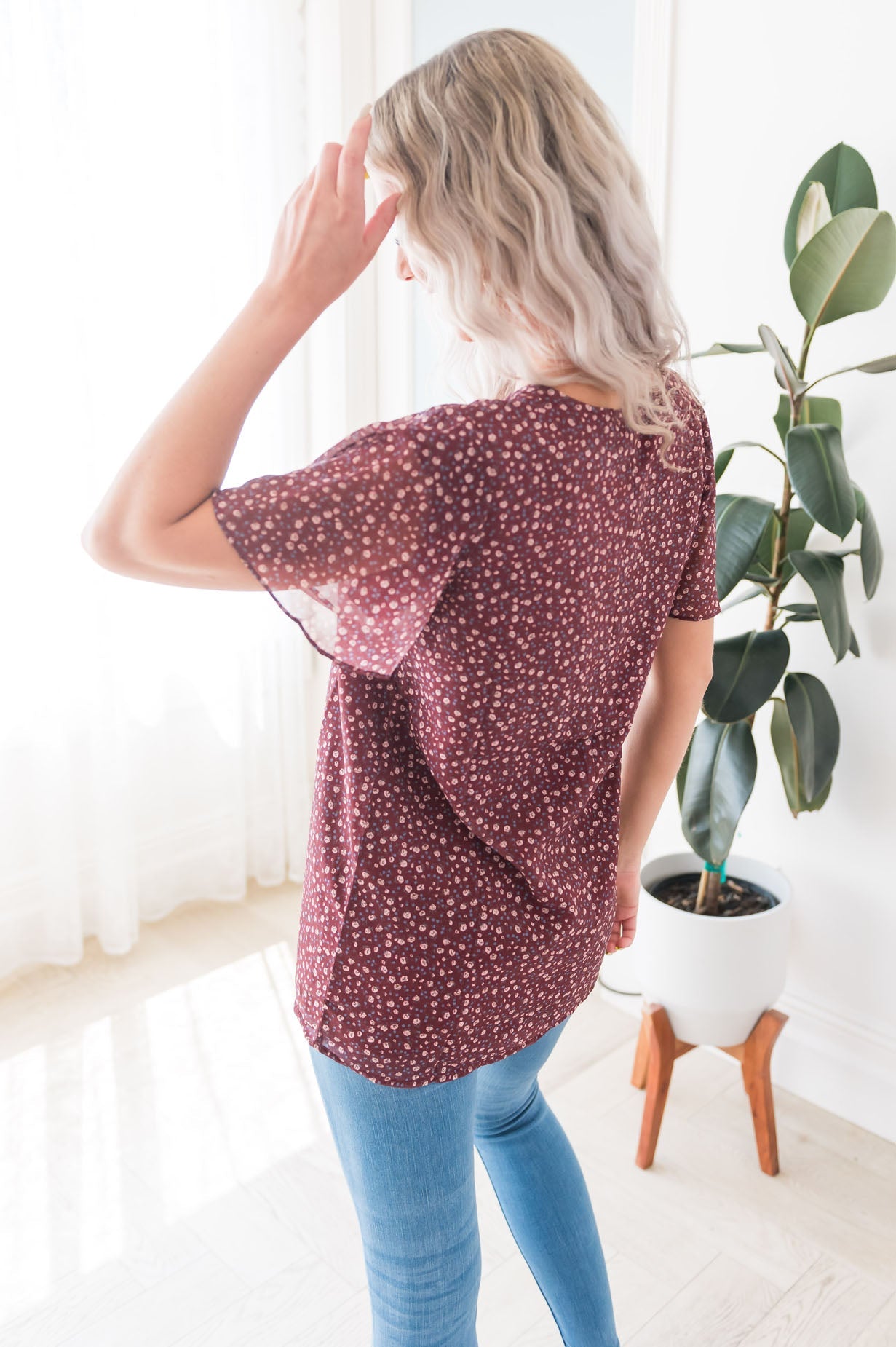 Ditzy Abstract Modest Blouse Tops vendor-unknown 