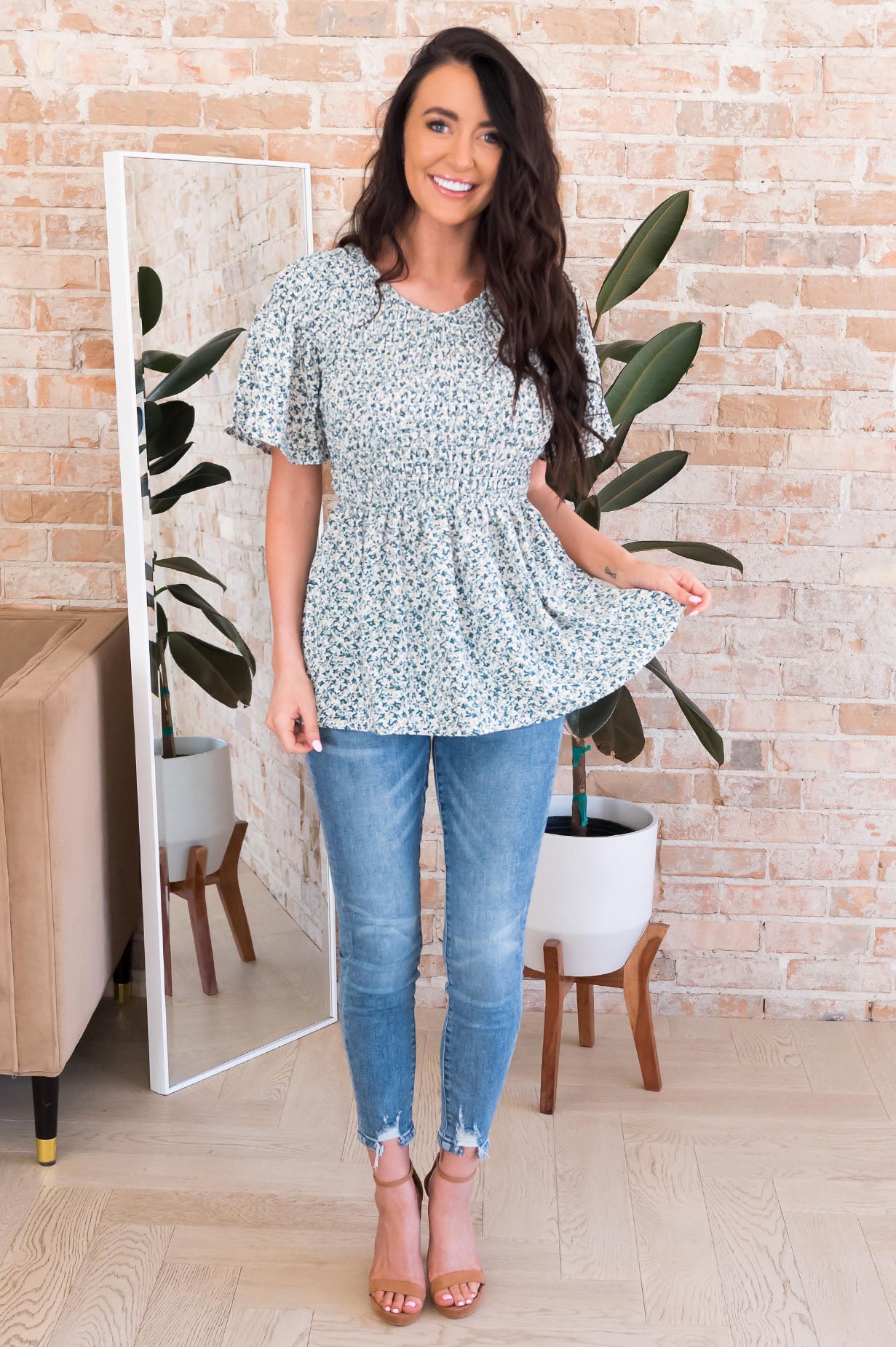 Midnight Blues Modest Blouse Tops vendor-unknown 