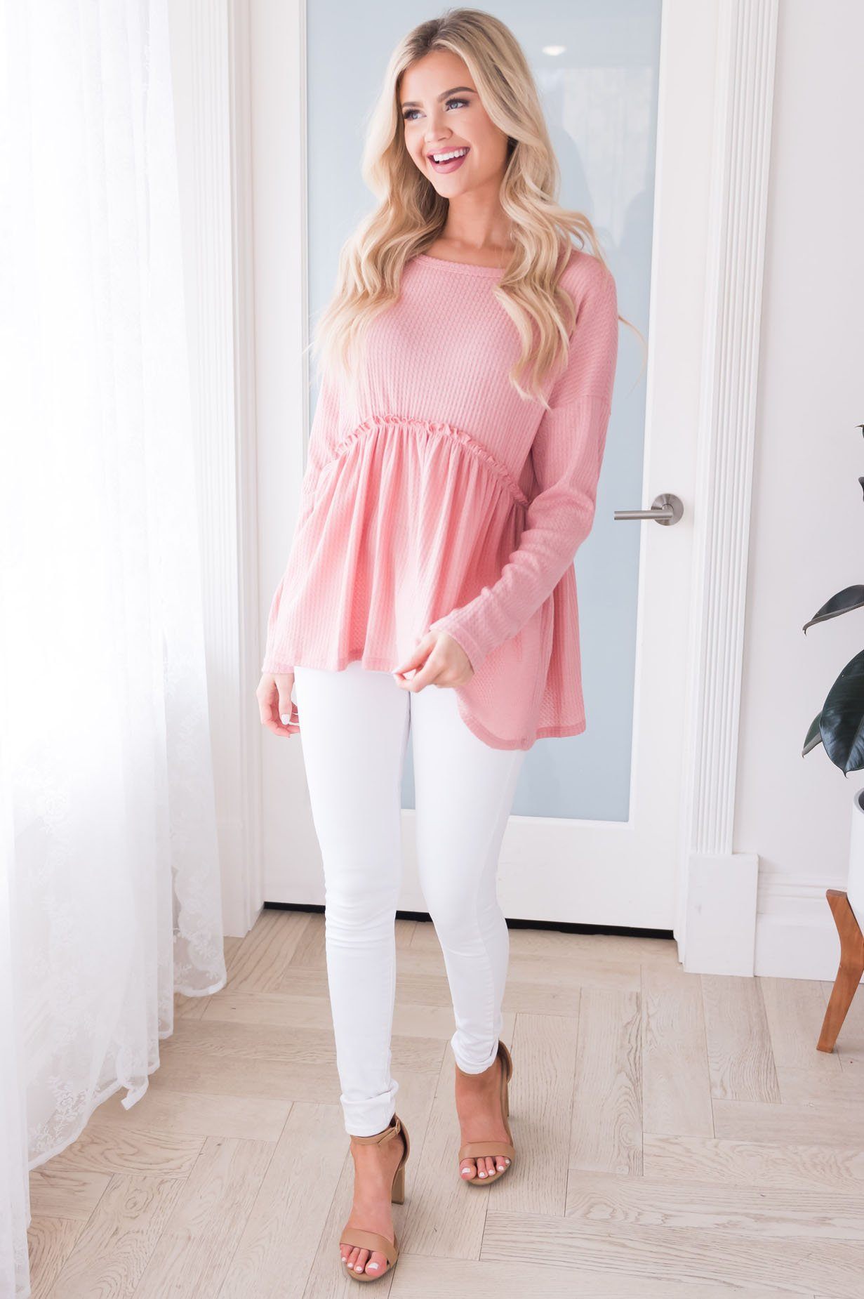 Meaningful Words Modest Babydoll Blouse Tops vendor-unknown 