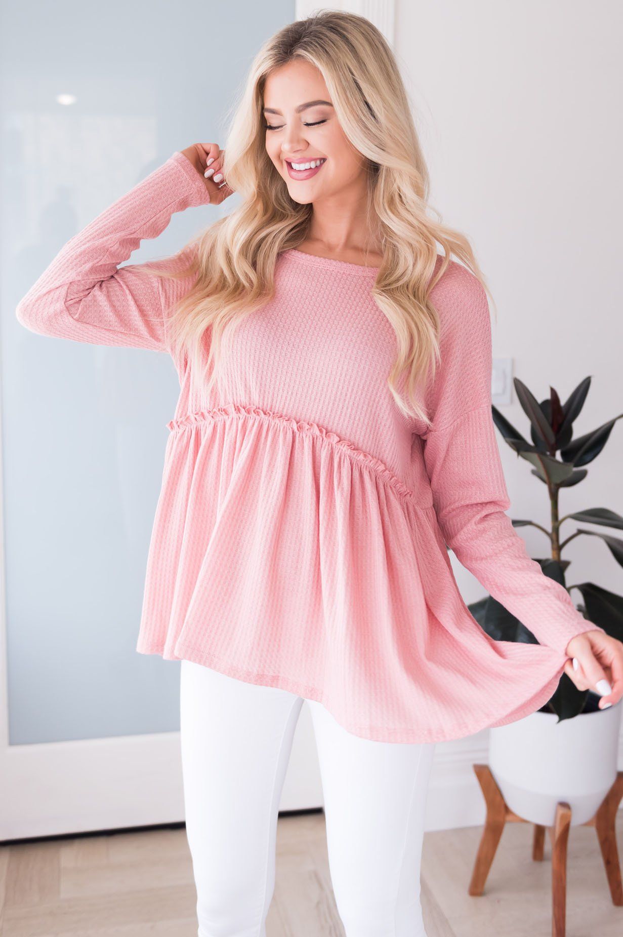 Meaningful Words Modest Babydoll Blouse Tops vendor-unknown 