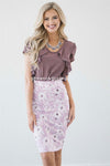 Dusty Lilac Front Ruffle Detail Chiffon Blouse Tops vendor-unknown