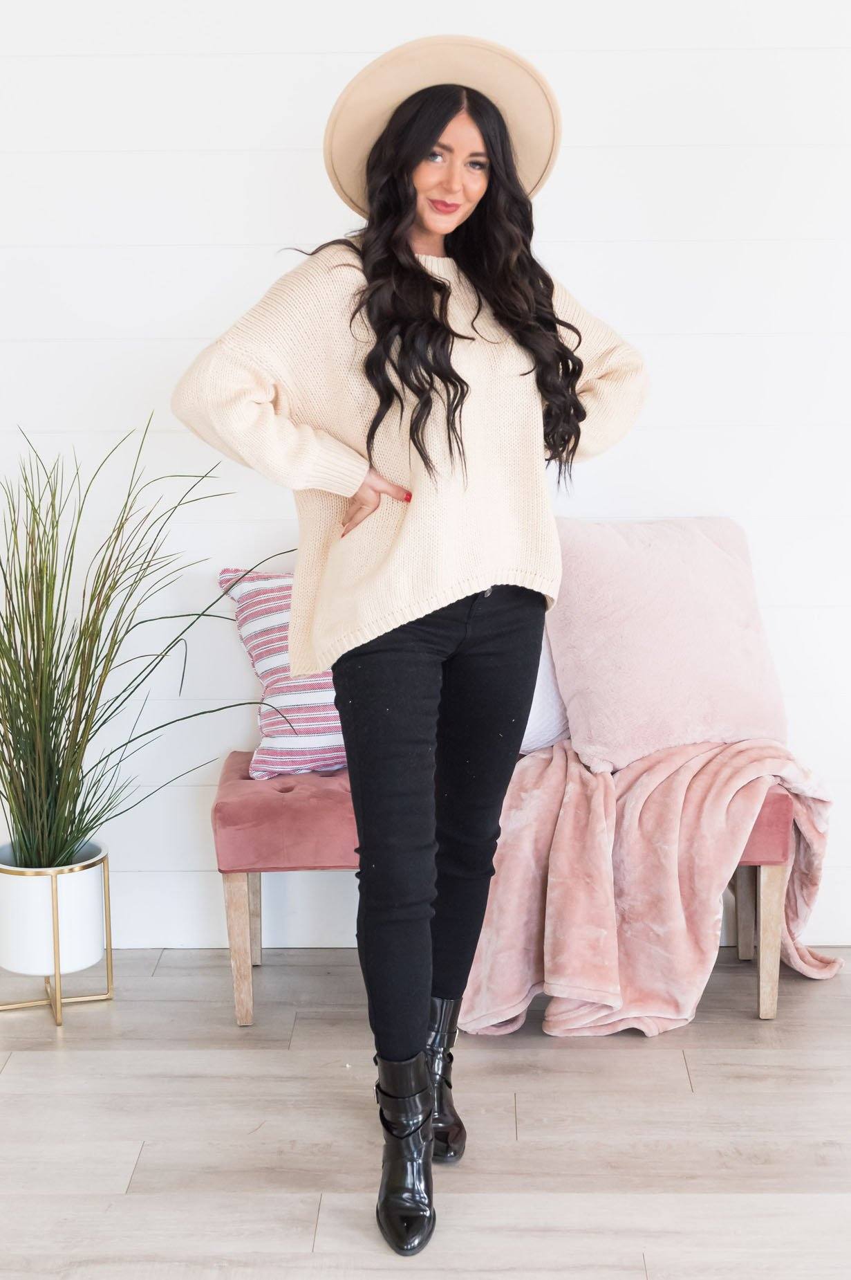 Just Chillin' Modest Sweater Tops vendor-unknown 