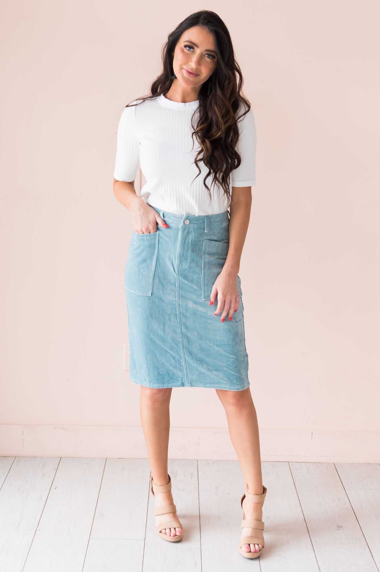 My Sweet Summer High Waisted Corduroy Skirt Modest Dresses vendor-unknown 