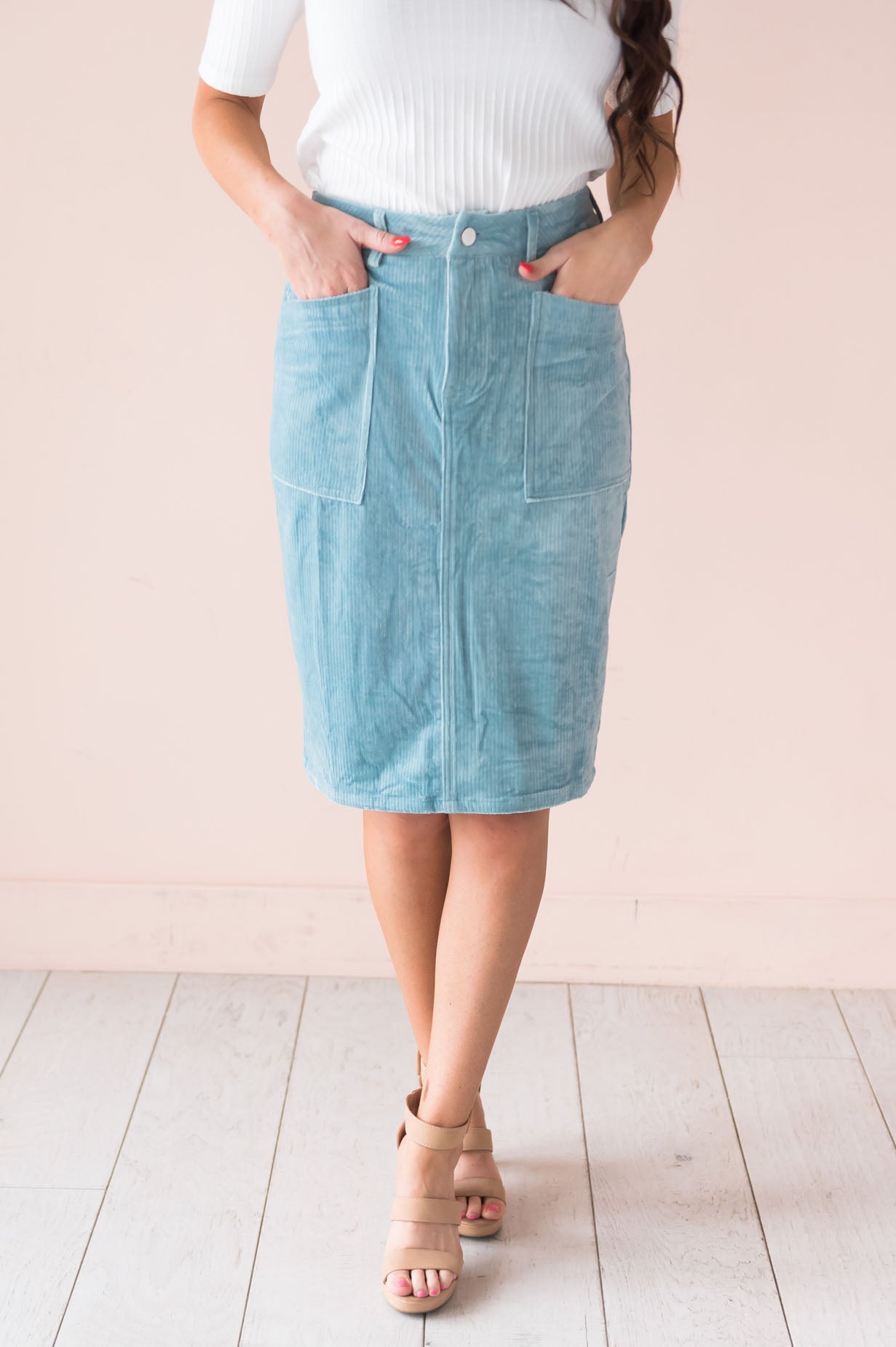 My Sweet Summer High Waisted Corduroy Skirt Modest Dresses vendor-unknown 