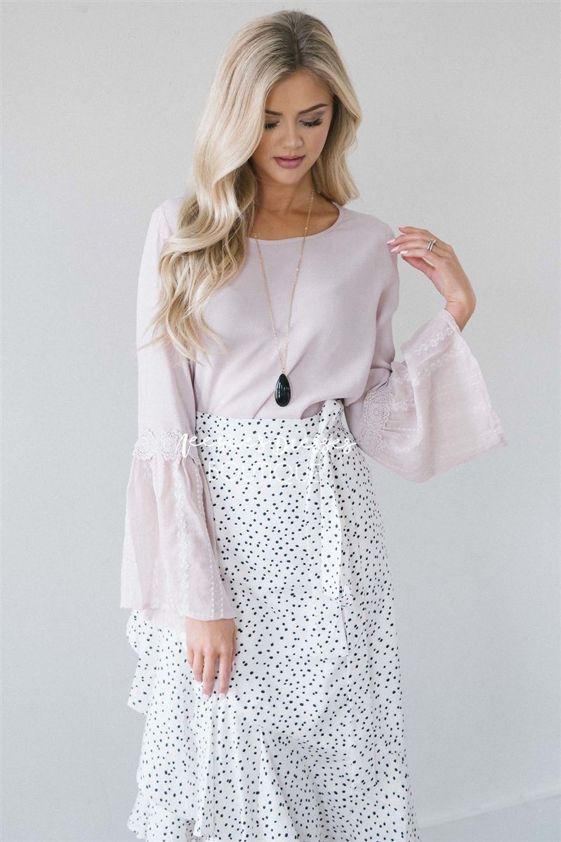 White & Black Polka Dot Wrap Skirt Skirts vendor-unknown 