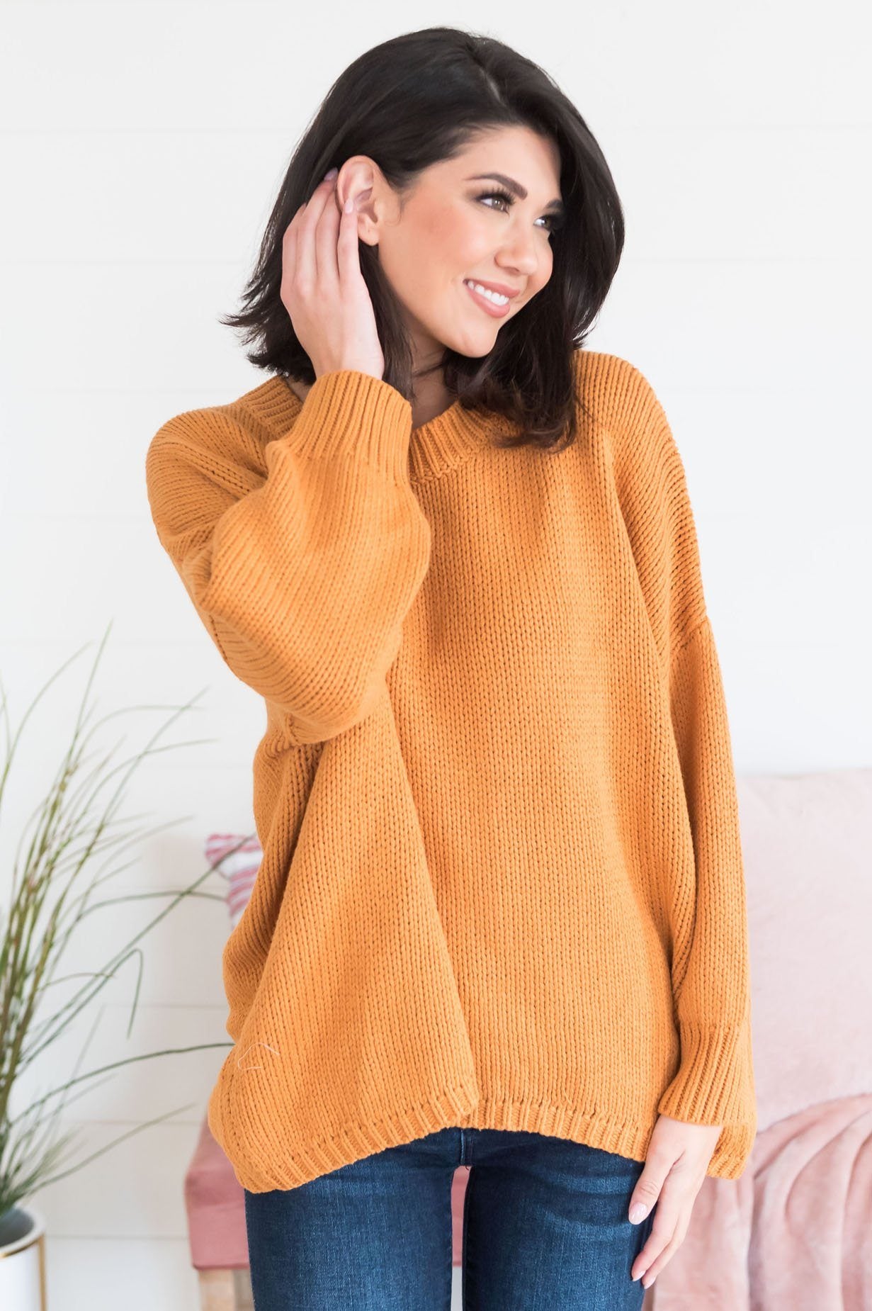 Just Chillin' Modest Sweater Tops vendor-unknown 