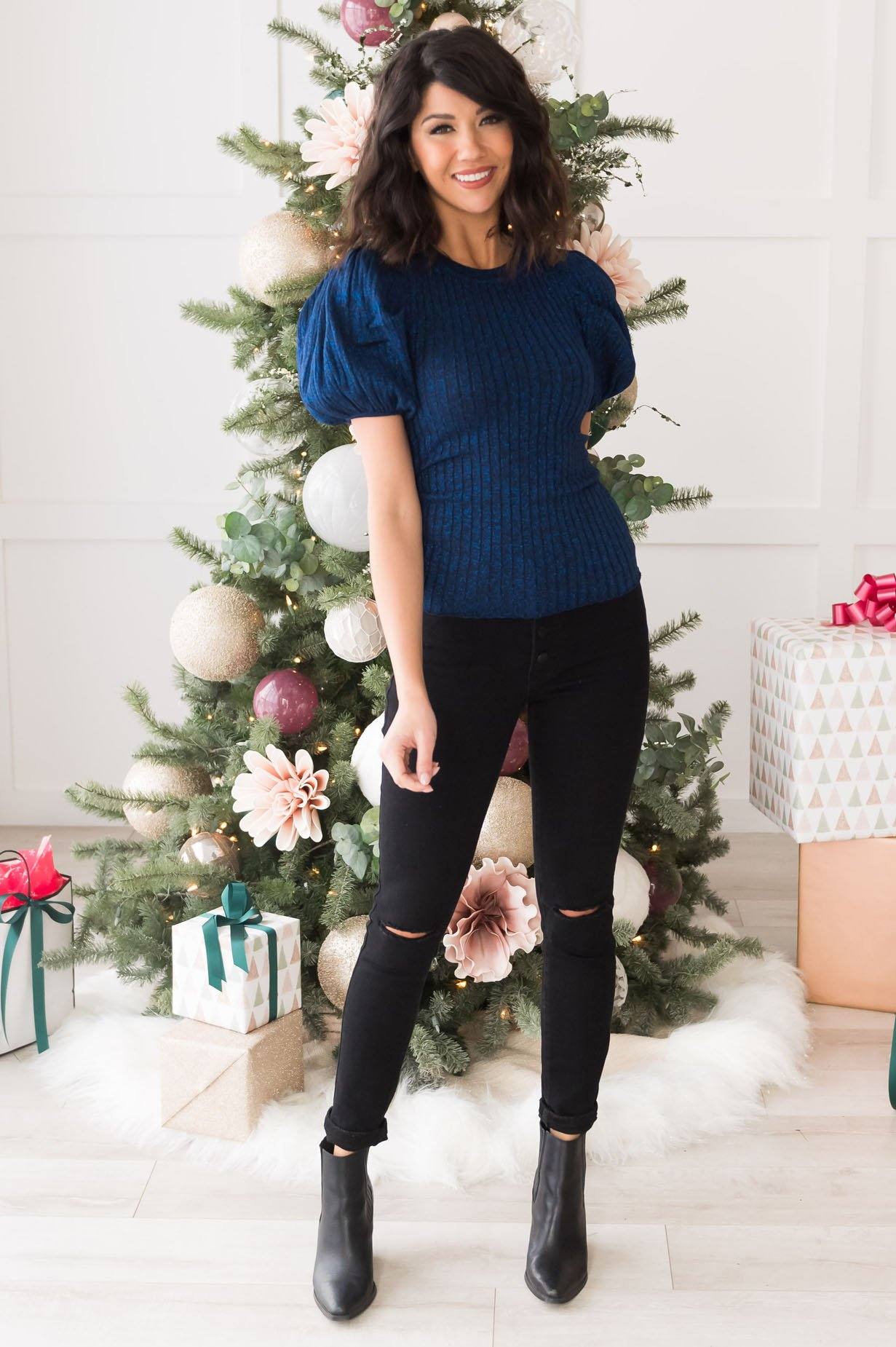 A Bit Of Shimmer Modest Blouse Tops vendor-unknown 