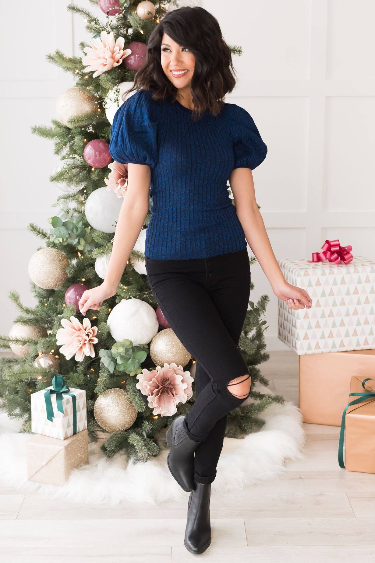 A Bit Of Shimmer Modest Blouse Tops vendor-unknown 