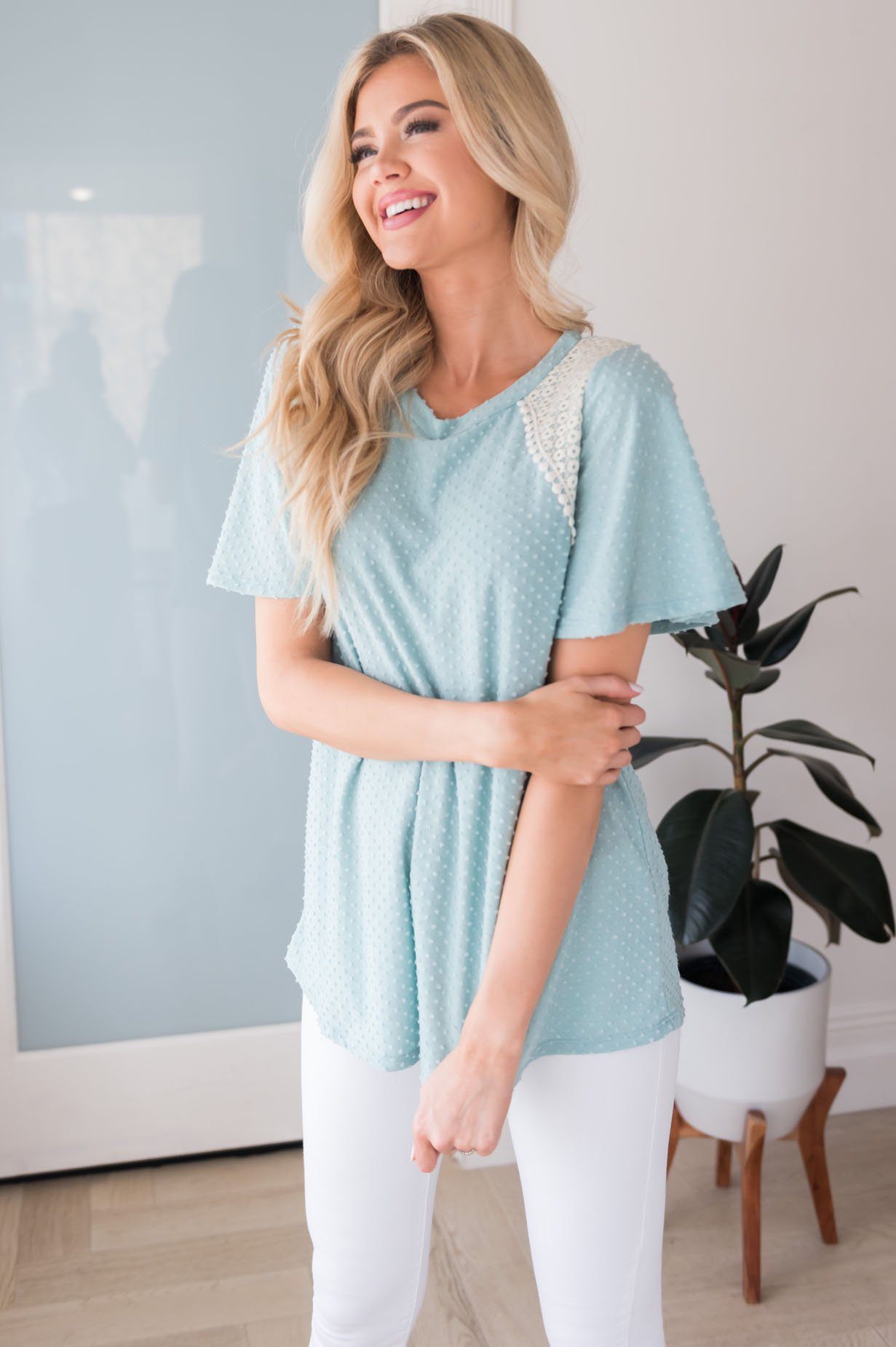 Free To Be Me Modest Lace Blouse Tops vendor-unknown 