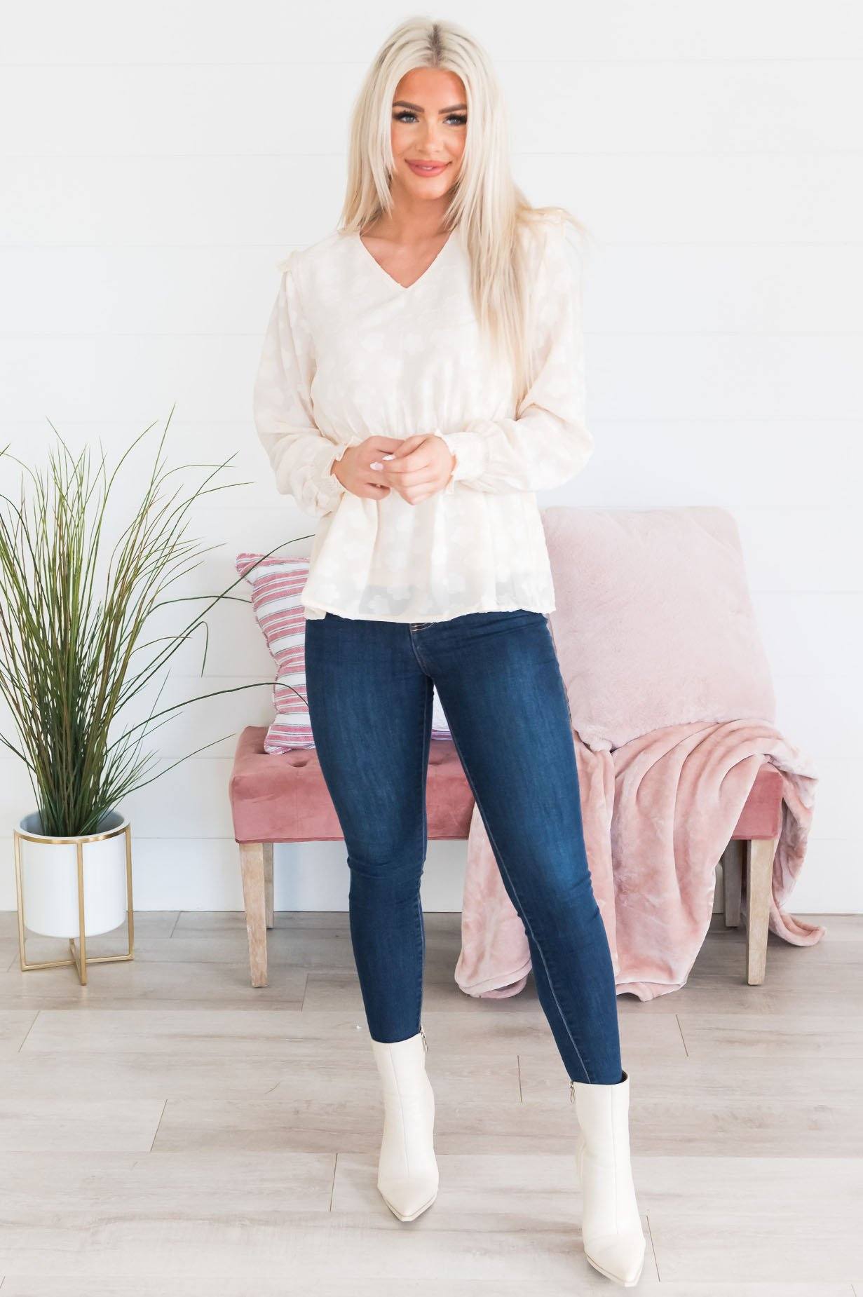 Beautiful Blossoms Modest Blouse Tops vendor-unknown 