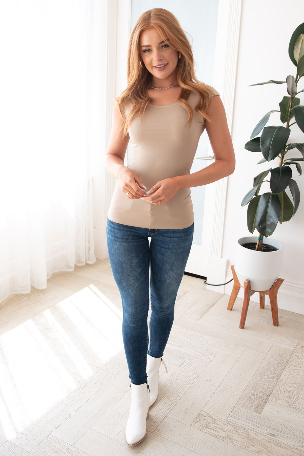 Cap Sleeve Modest Layering Tee Tops vendor-unknown 