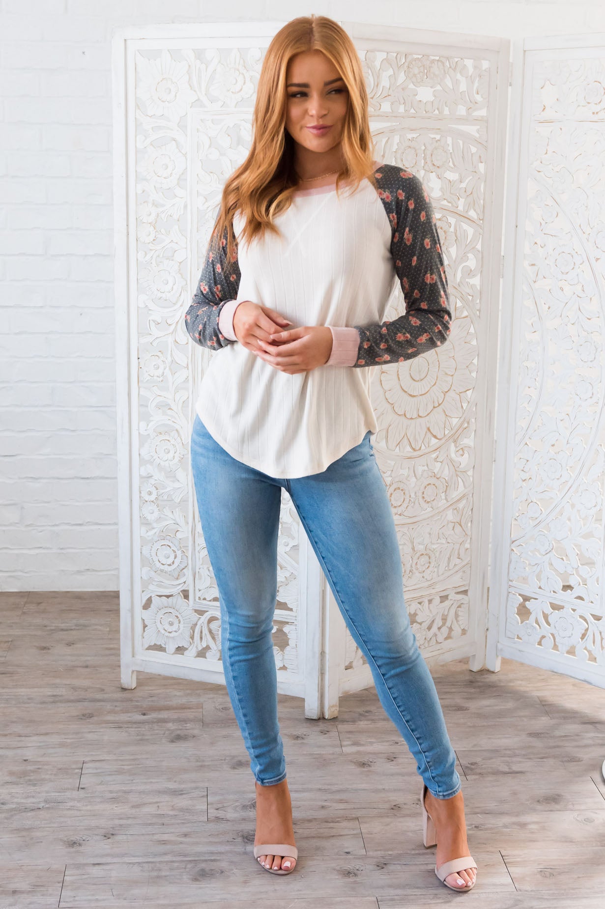 Vintage Perfection Modest Ribbed Top NeeSee's Dresses 