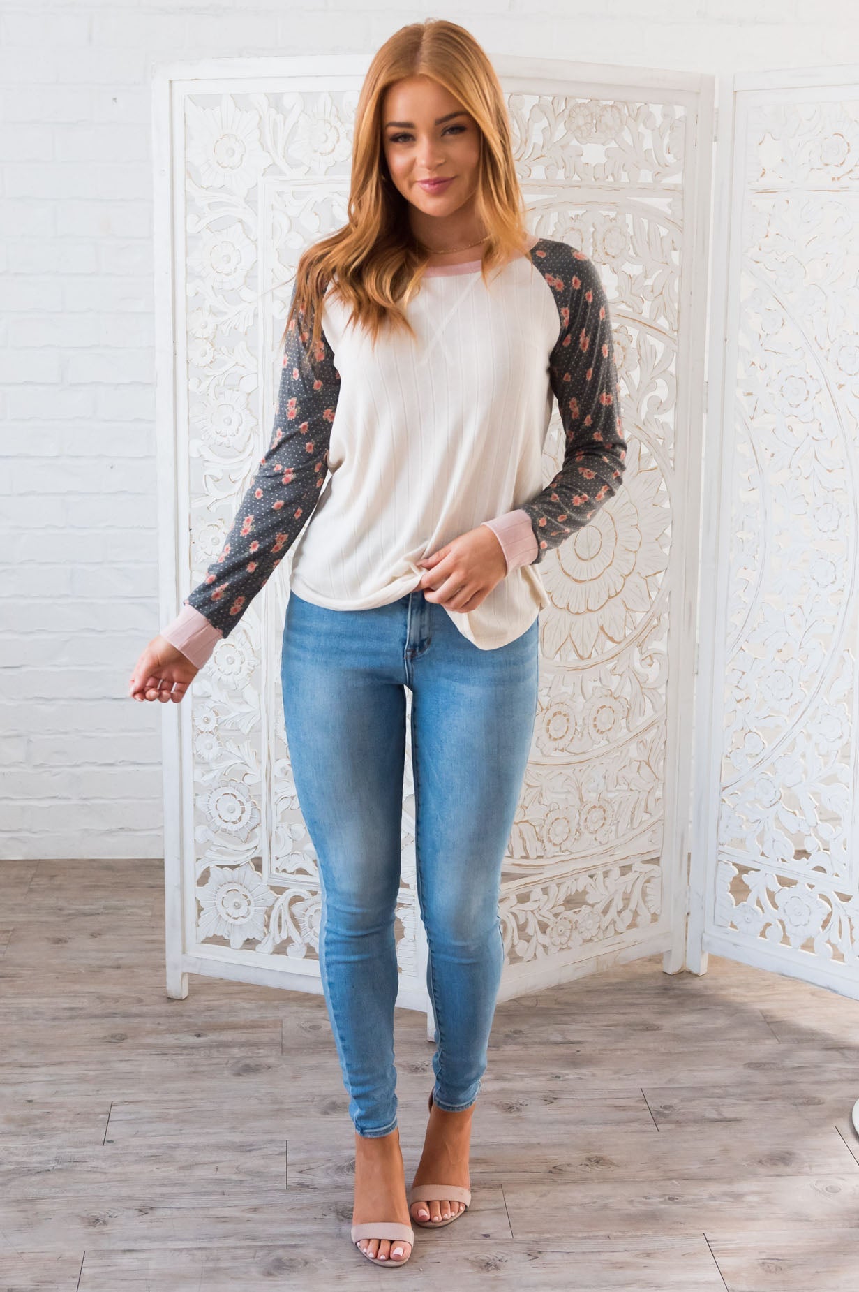 Vintage Perfection Modest Ribbed Top NeeSee's Dresses 