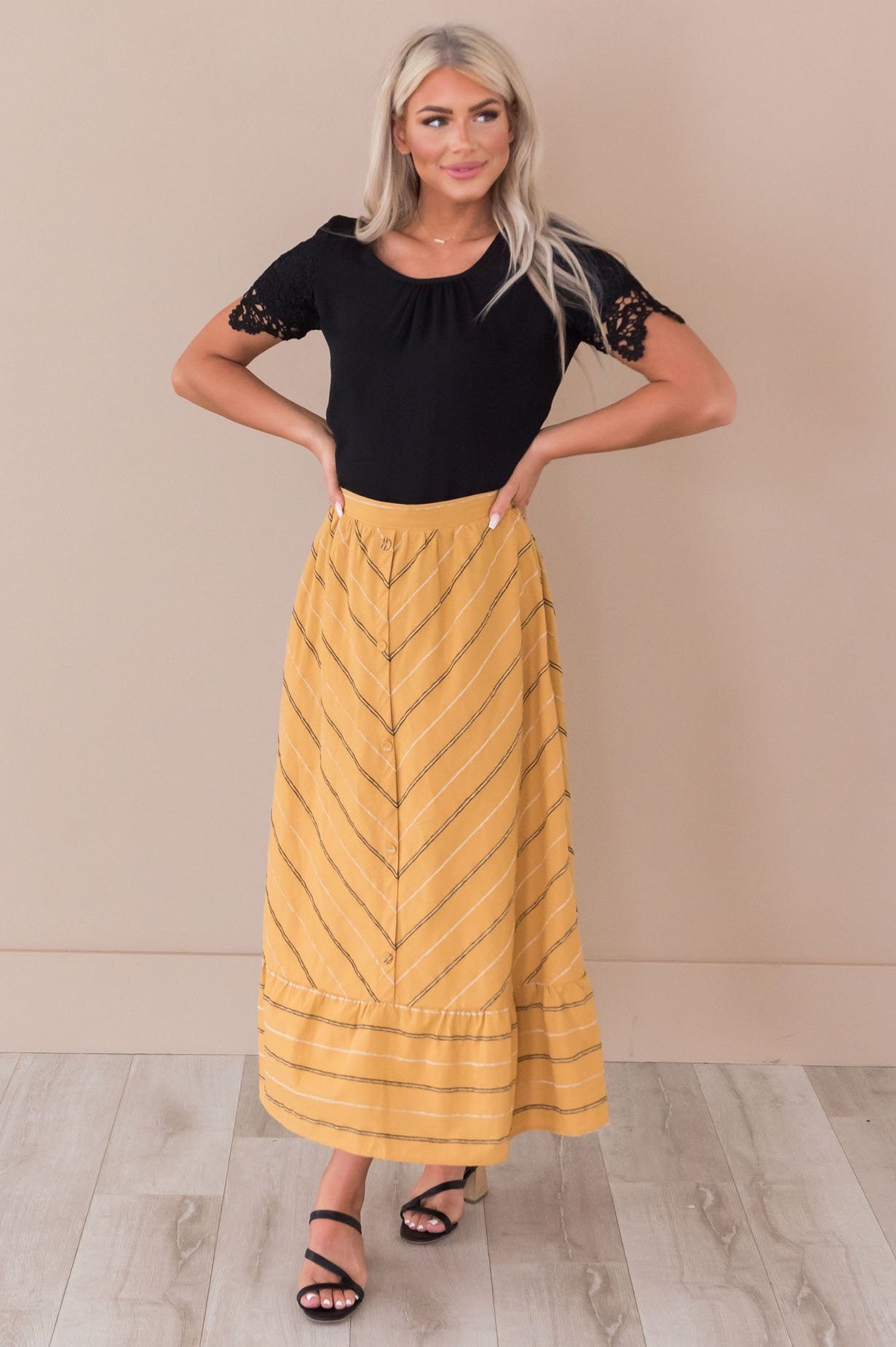 Striped Sweetie Modest Skirt Skirts vendor-unknown 