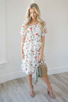 The Stacey Modest Dresses vendor-unknown Ivory & Red Floral S