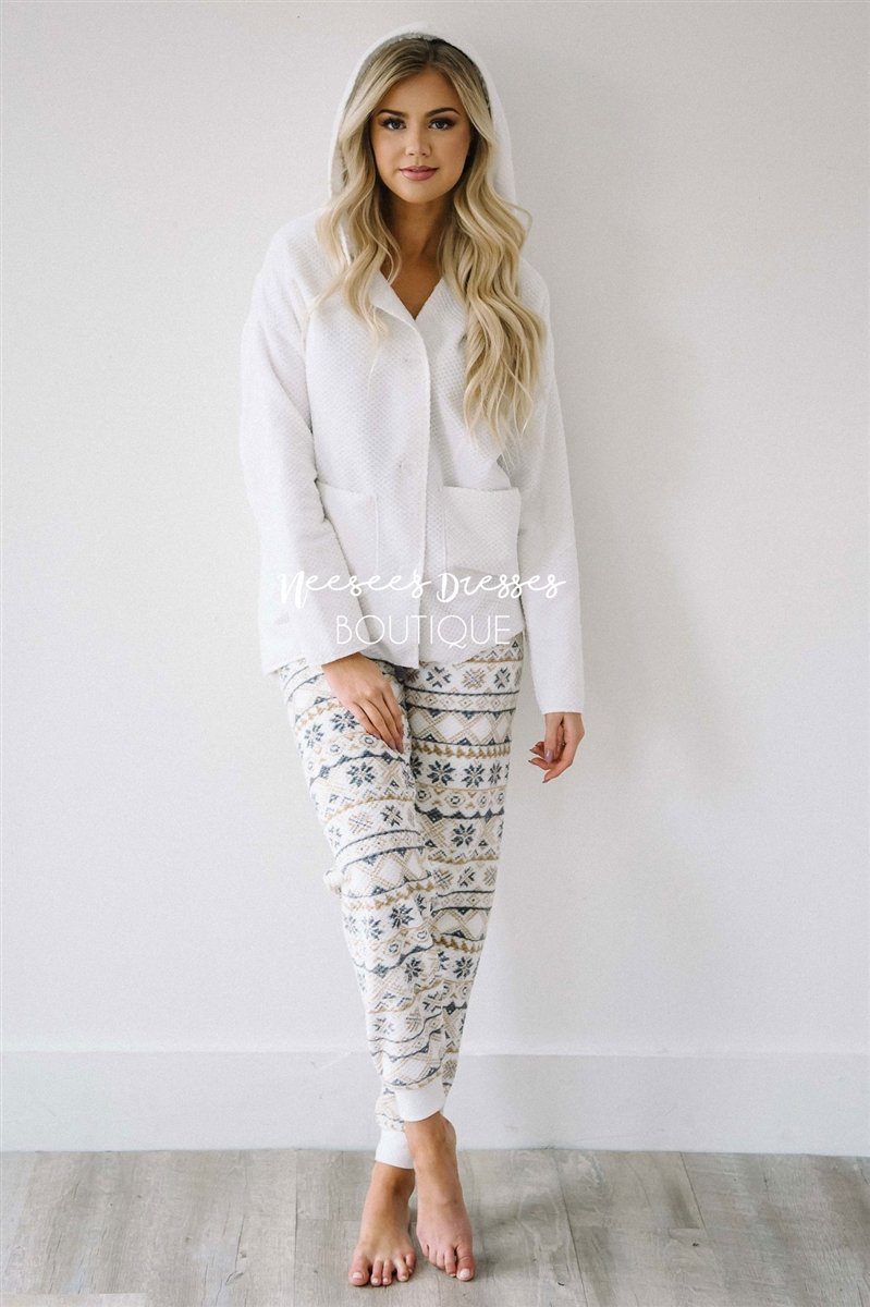 Ivory Snowflake Jammie Set New Year SALE vendor-unknown Ivory XS 