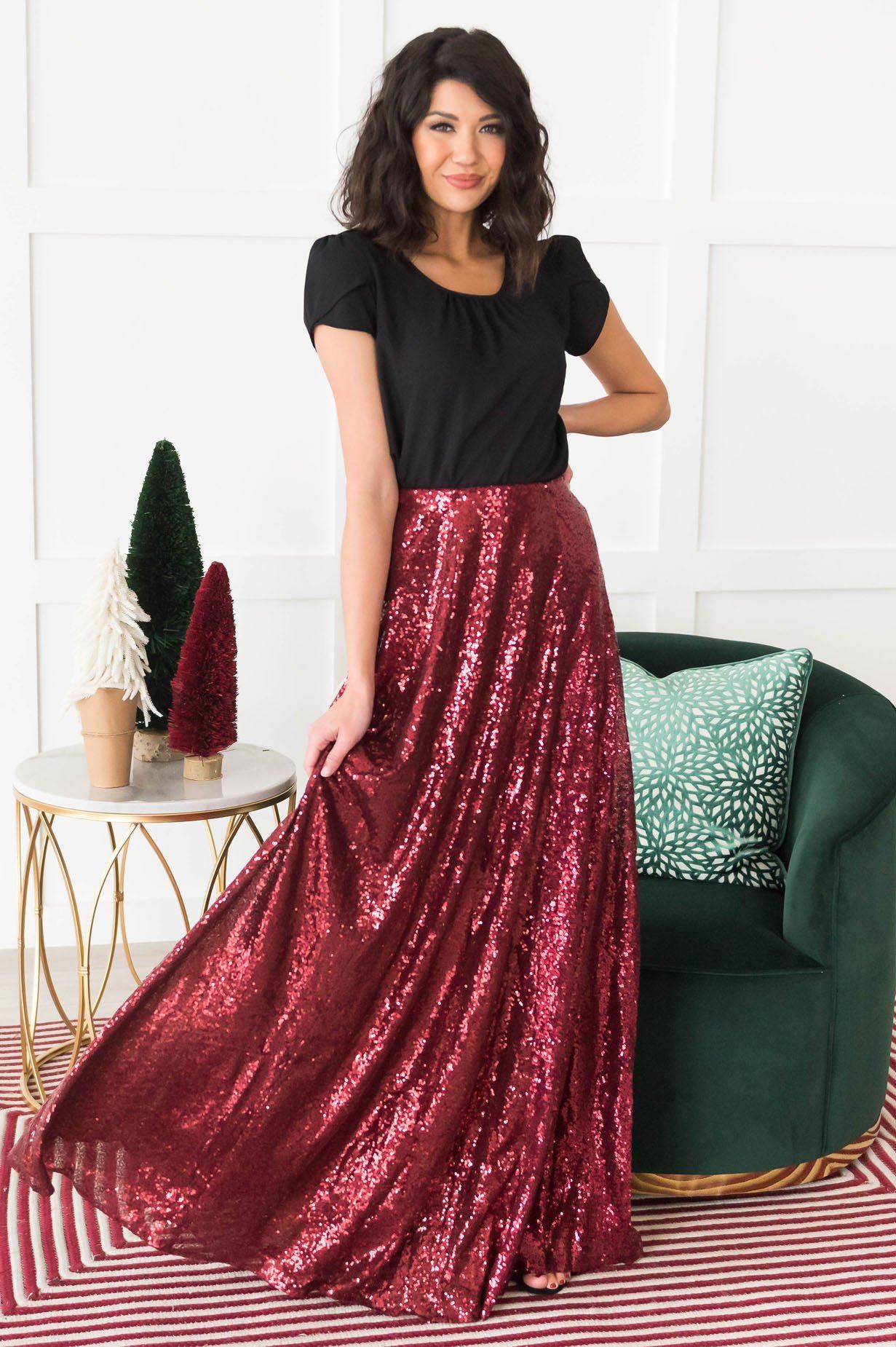 Glamorous Gala Sequin Maxi Skirt Modest Dresses vendor-unknown 