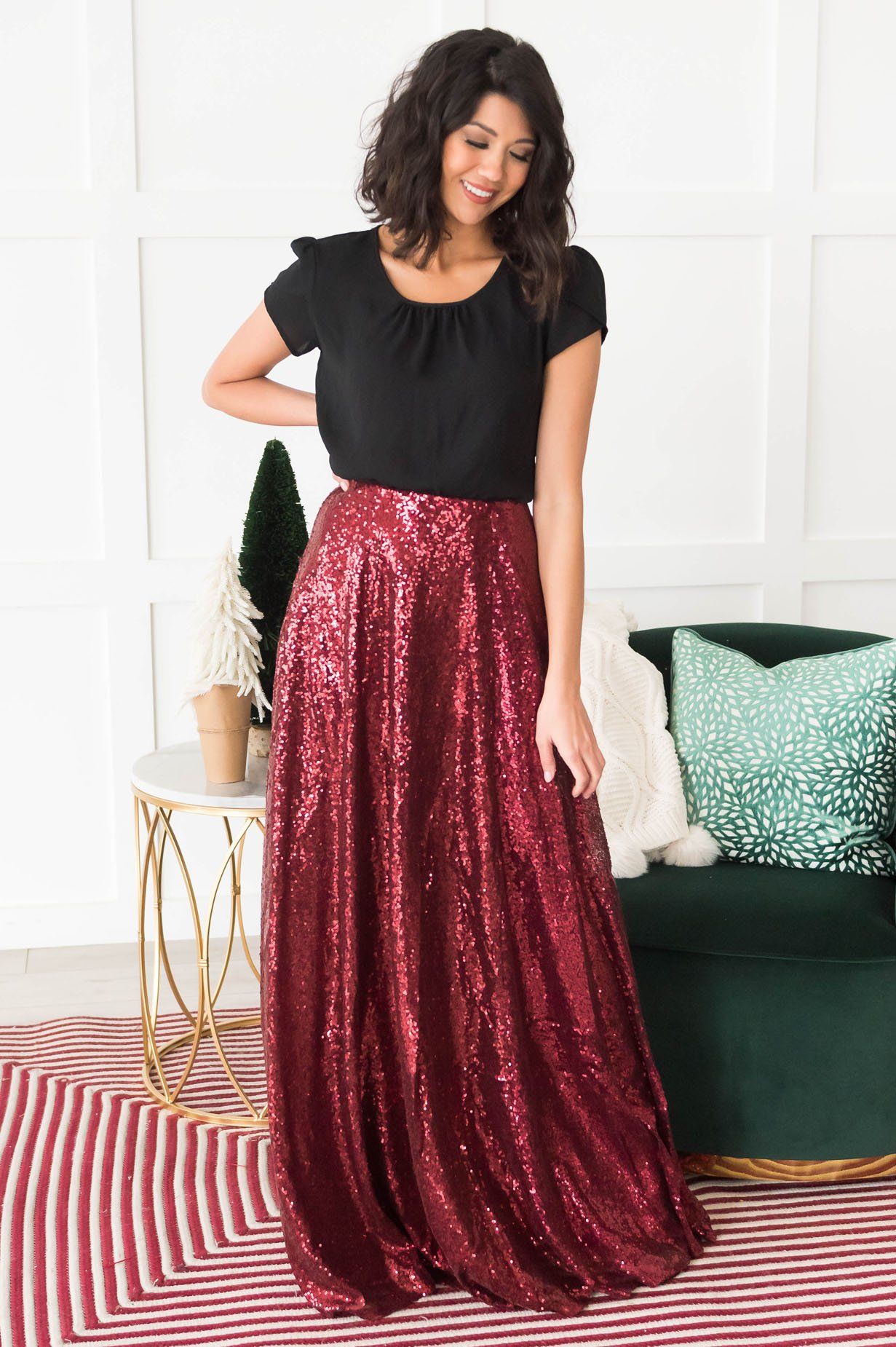Glamorous Gala Sequin Maxi Skirt Modest Dresses vendor-unknown 