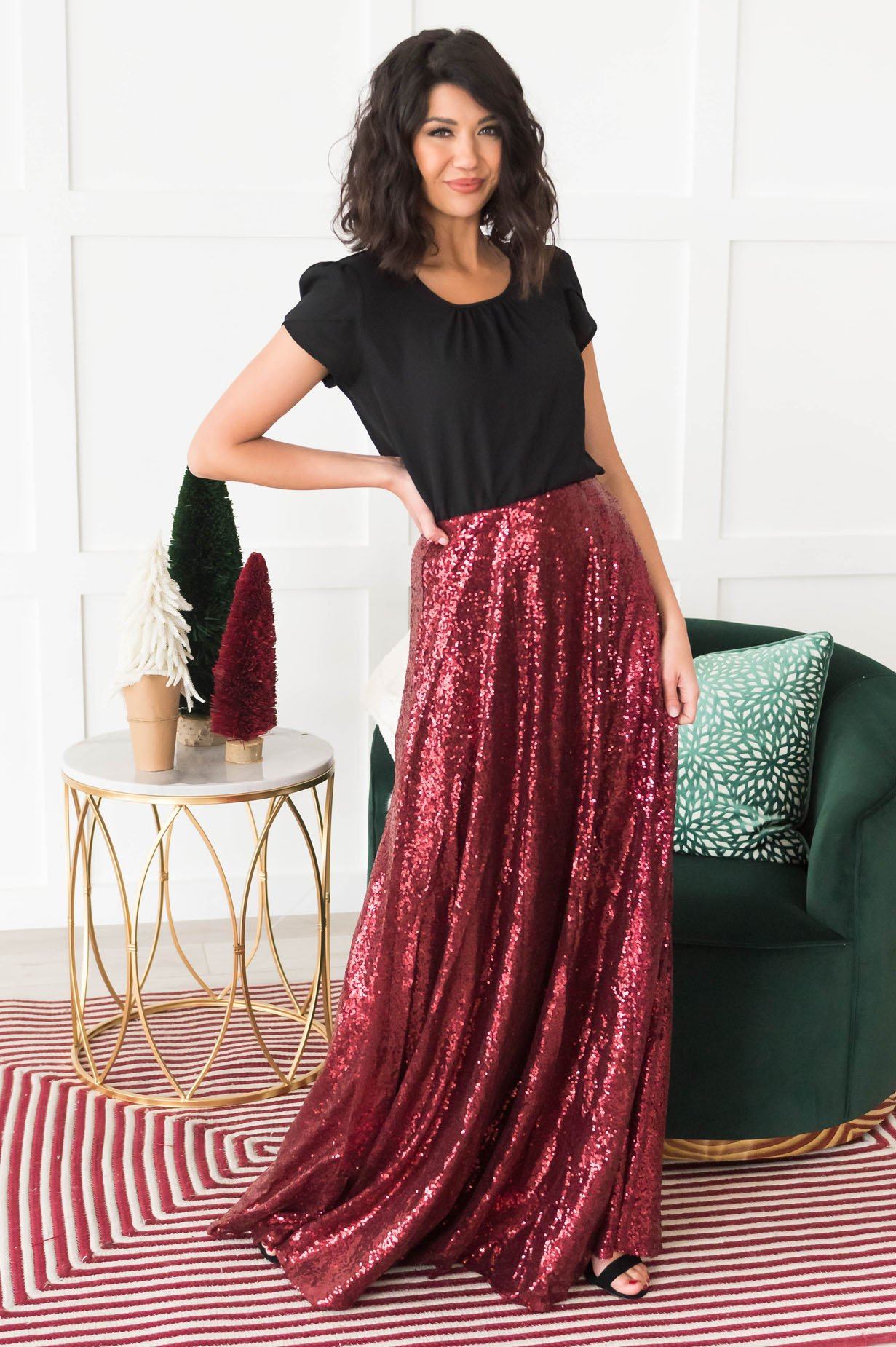 Glamorous Gala Sequin Maxi Skirt Modest Dresses vendor-unknown 