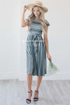 The Tari Modest Dresses vendor-unknown S Olive, Gray & Ivory Stripes 